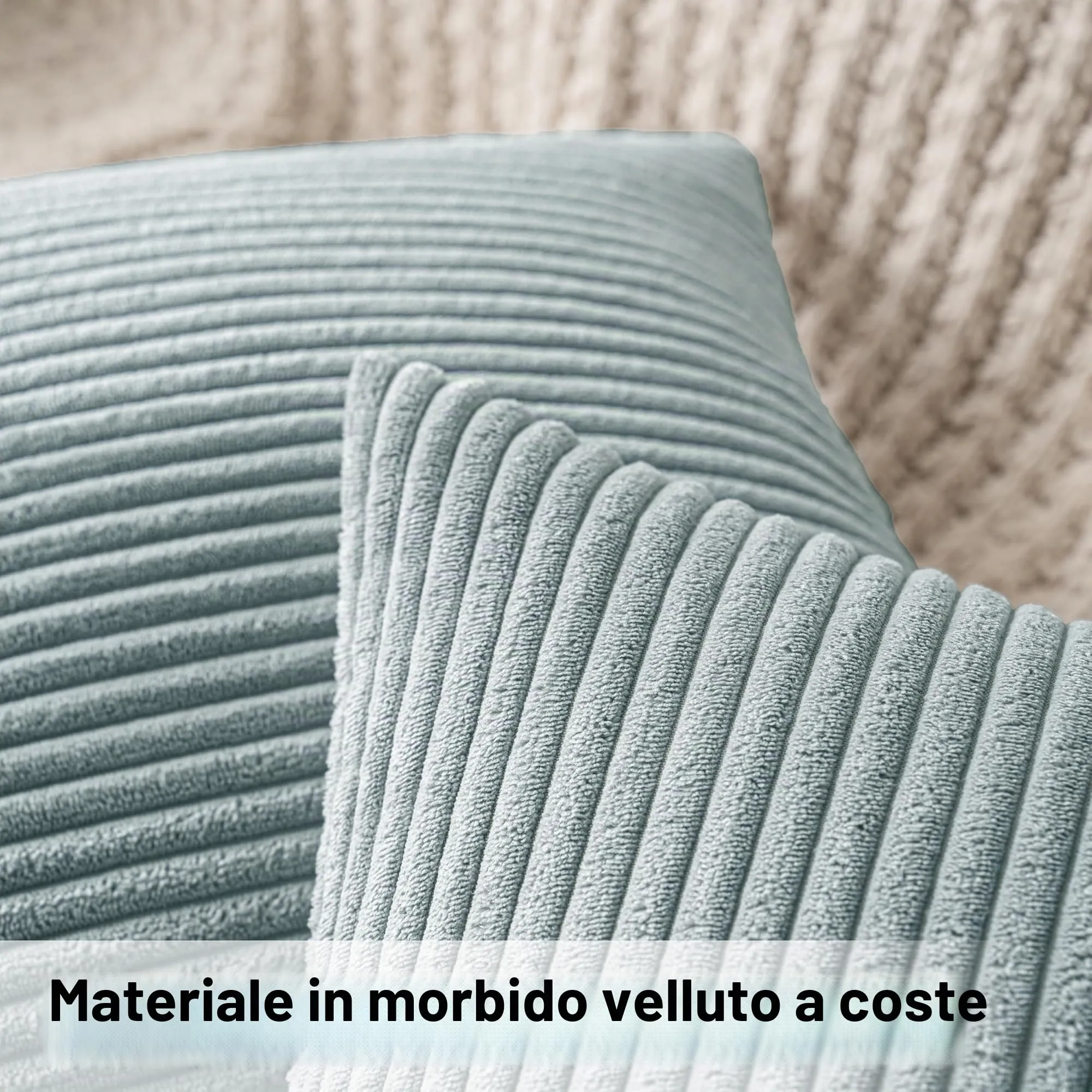 MIULEE Copricuscini in Velluto a Coste, 2 Pezzi, 40x40cm, Bianco Verdastro - immagine 2