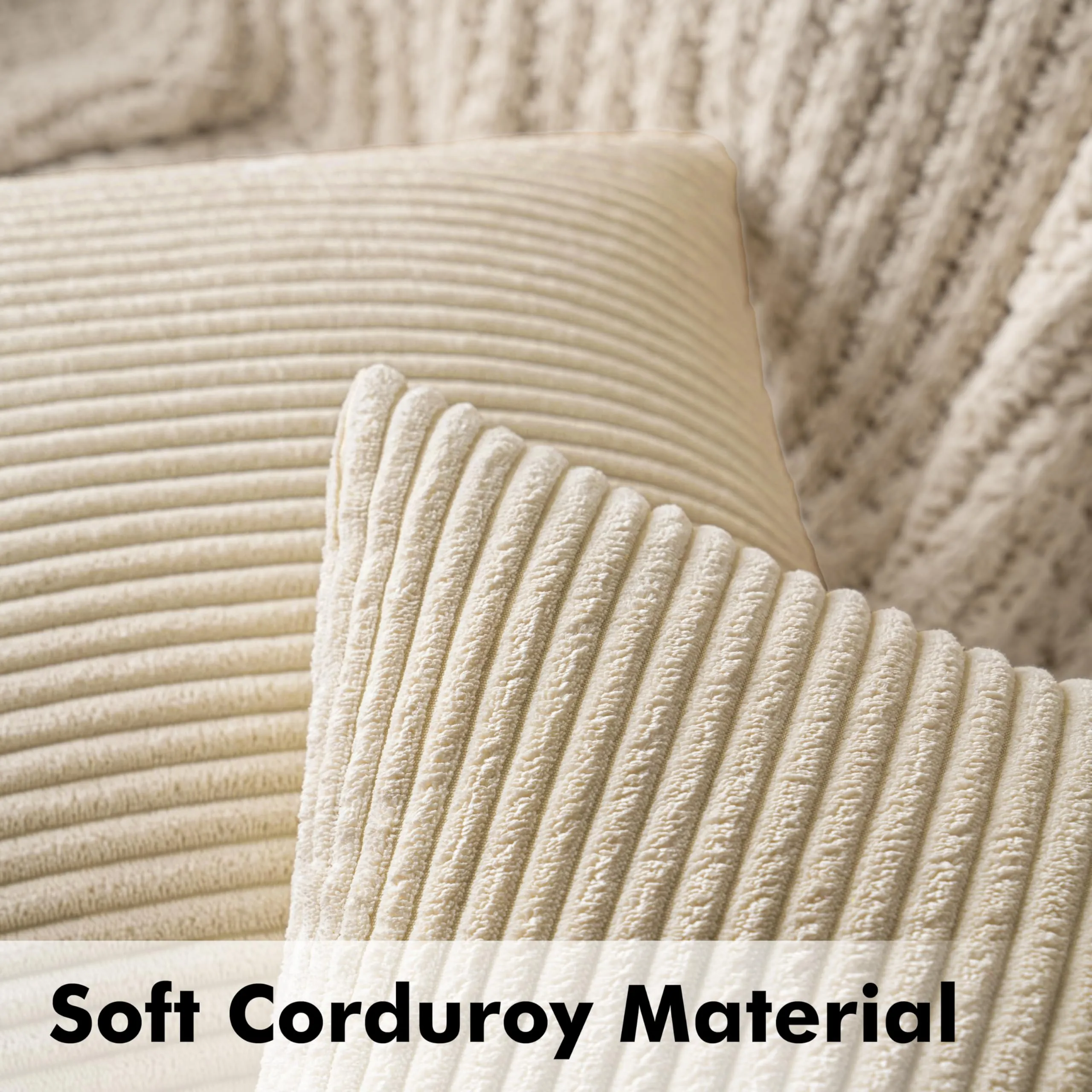 MIULEE Copricuscini in Velluto a Coste, 40x40cm, Beige, Set di 2 Pezzi - immagine 2