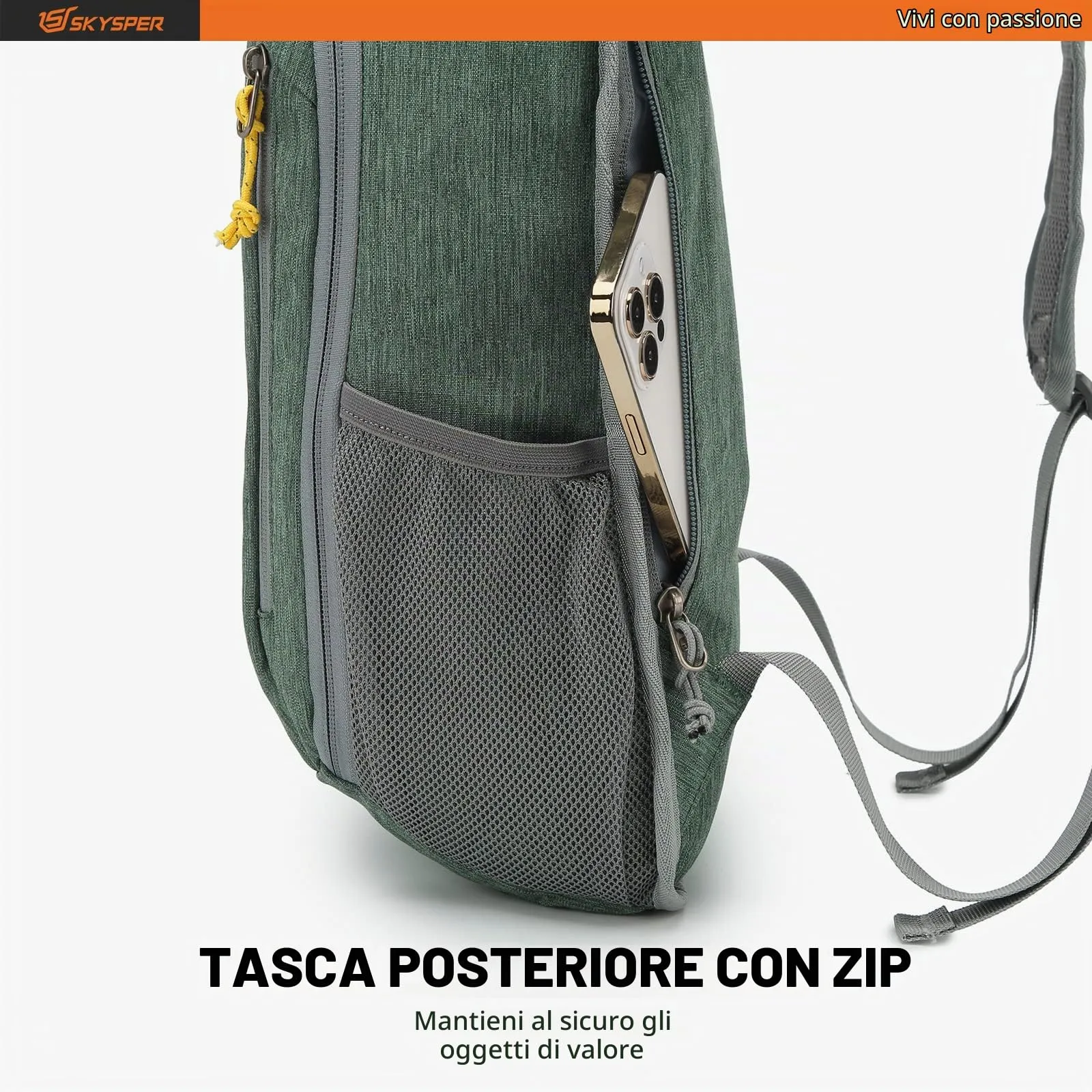 SKYSPER Zaino Leggero Pieghevole 10L per Trekking e Viaggi - immagine 7