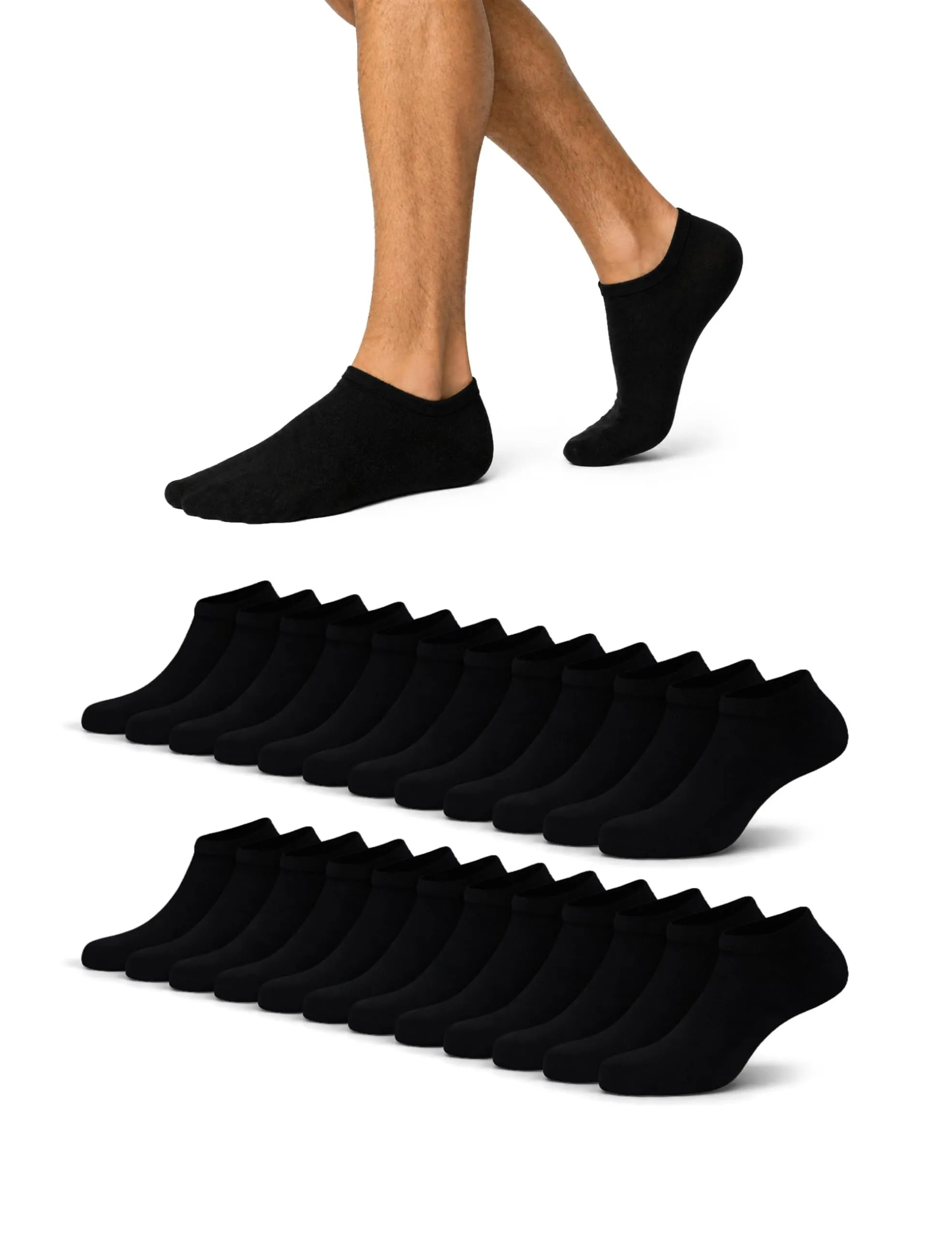 Basic Treasure Calzini Corti Uomo Donna, Cotone, Neri, 12 Paia, 39-42 - immagine 1