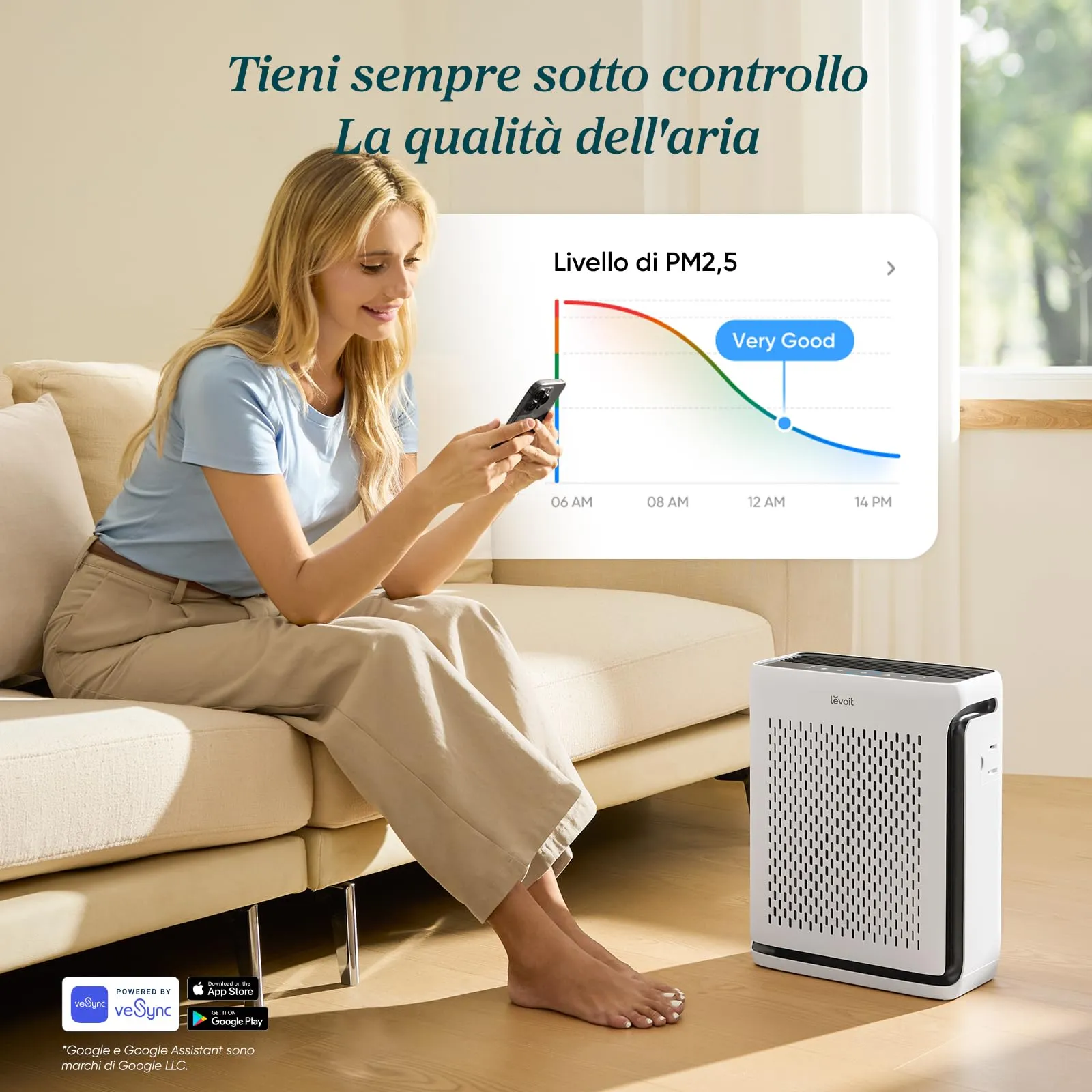 Levoit Vital 100S Purificatore d'Aria, CADR 243 m³/h, Modalità Animali e App VeSync - immagine 6