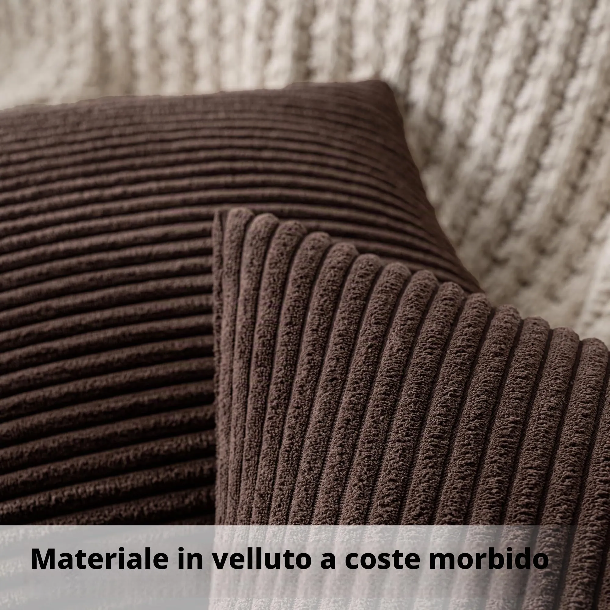 MIULEE Fodere in Velluto a Coste, Set da 2, 40 x 40 cm, Cioccolato - immagine 2