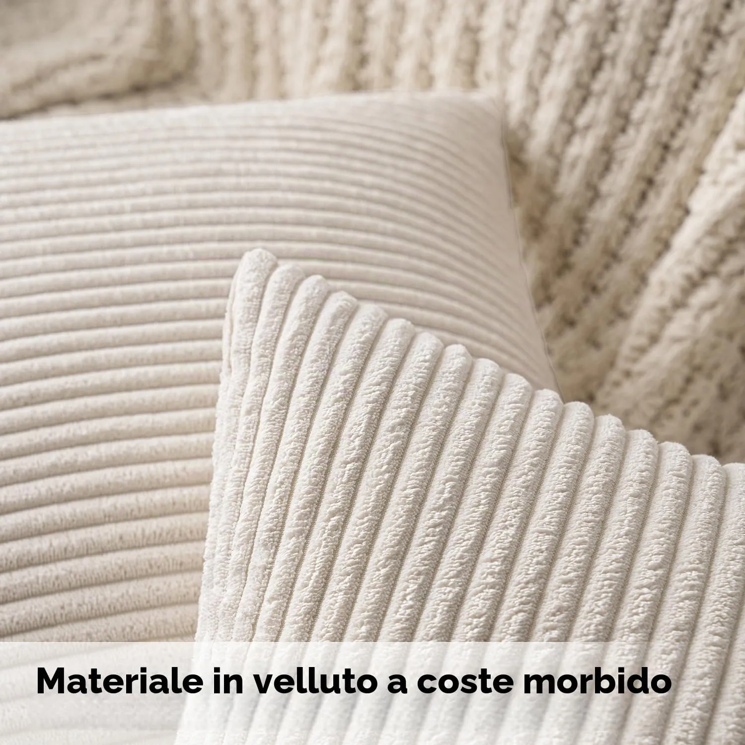 MIULEE Fodere Cuscini in Velluto a Coste, 50x50cm, Bianco Latte, Confezione da 2 - immagine 2