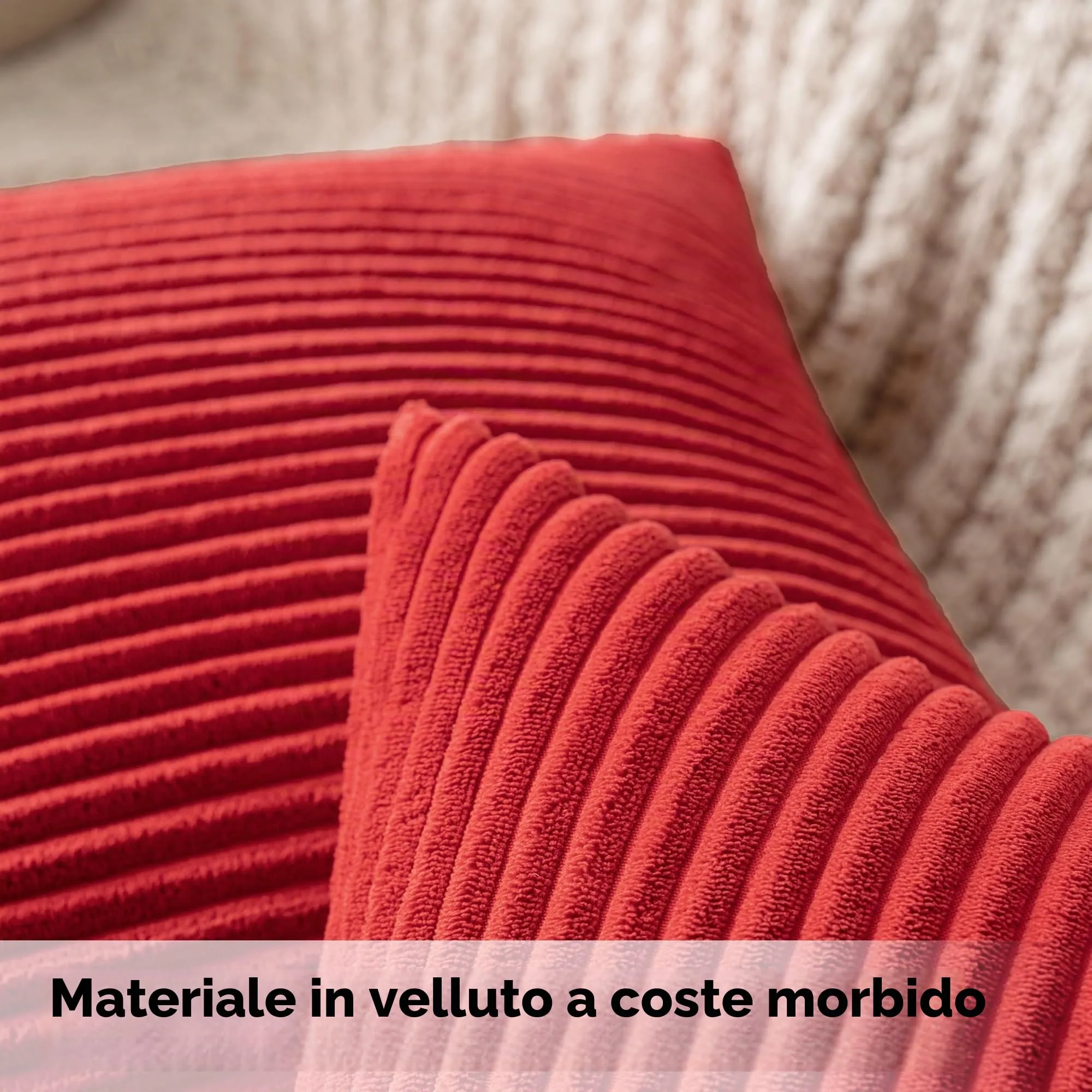 MIULEE Fodere Cuscini in Velluto a Coste, 40x40cm, Rosso, Confezione da 2 - immagine 2