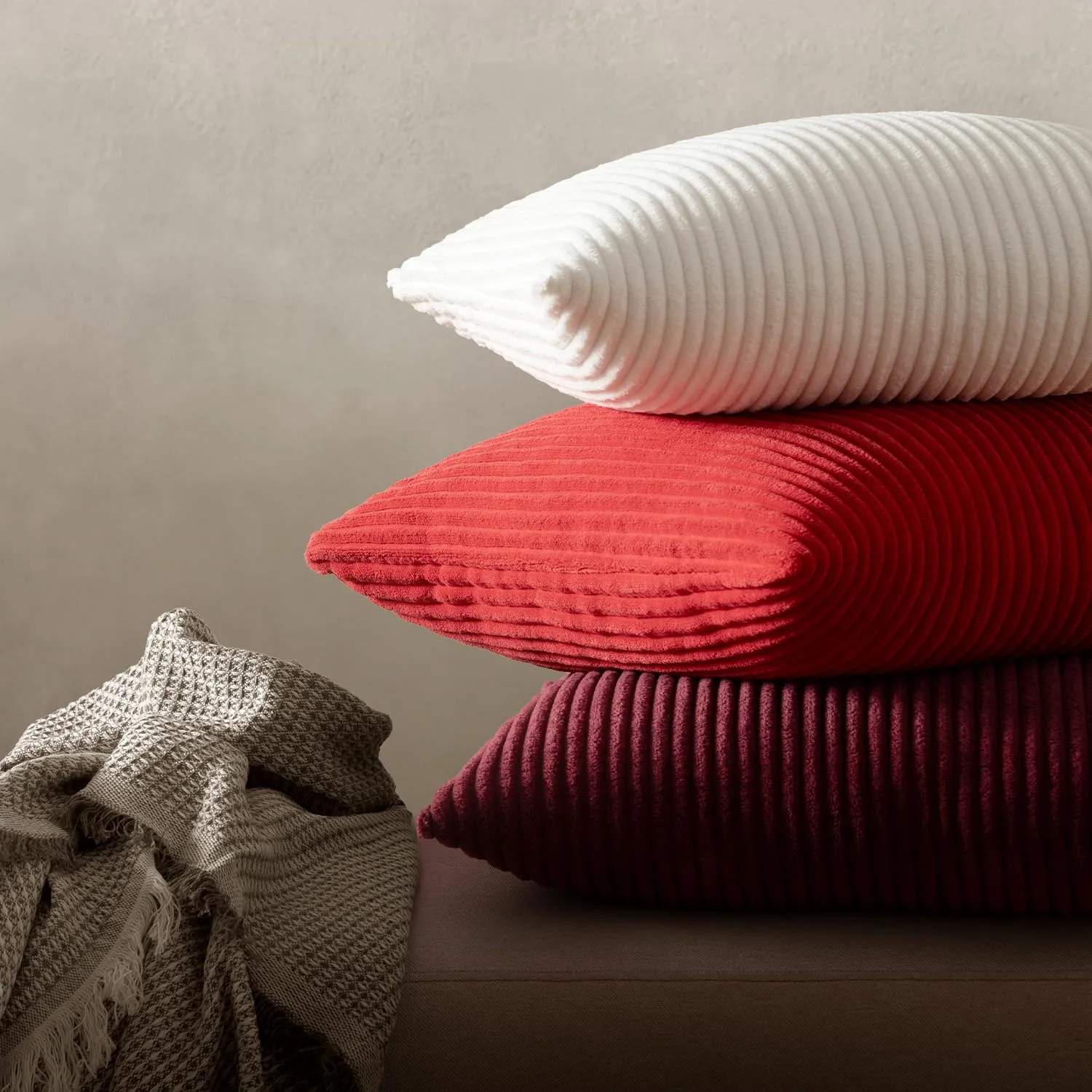 MIULEE Fodere Cuscini in Velluto a Coste, 40x40cm, Rosso, Confezione da 2 - immagine 6