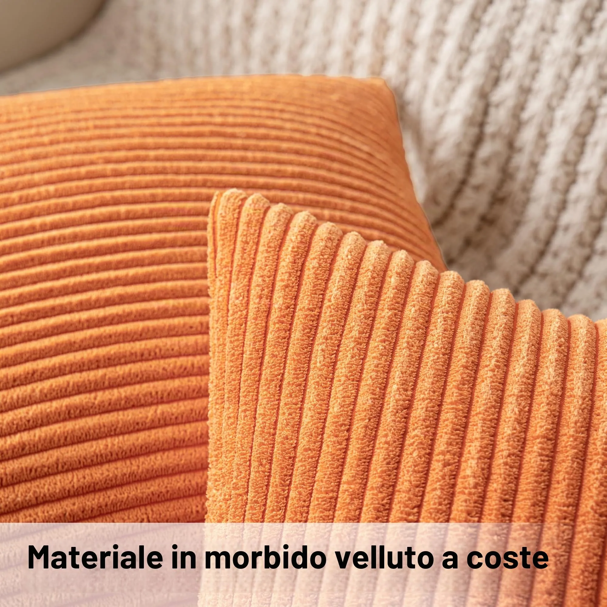 MIULEE Federe in Velluto a Coste, Set da 2, 40 x 40 cm, Arancione - immagine 2