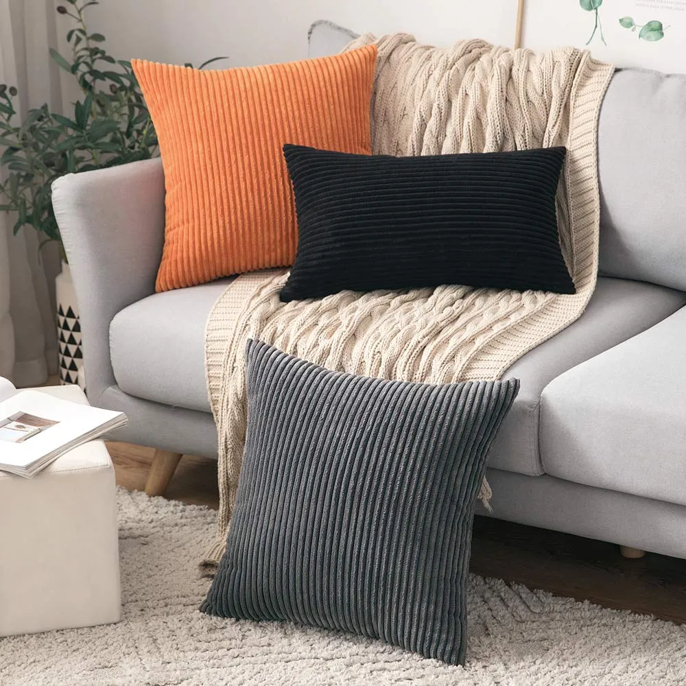 MIULEE Federe in Velluto a Coste, Set da 2, 40 x 40 cm, Arancione - immagine 8