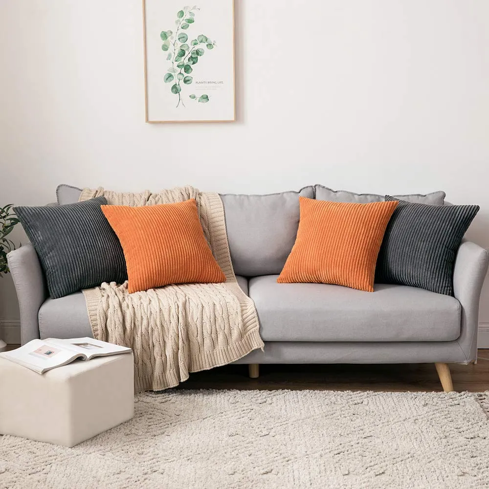 MIULEE Federe in Velluto a Coste, Set da 2, 40 x 40 cm, Arancione - immagine 9