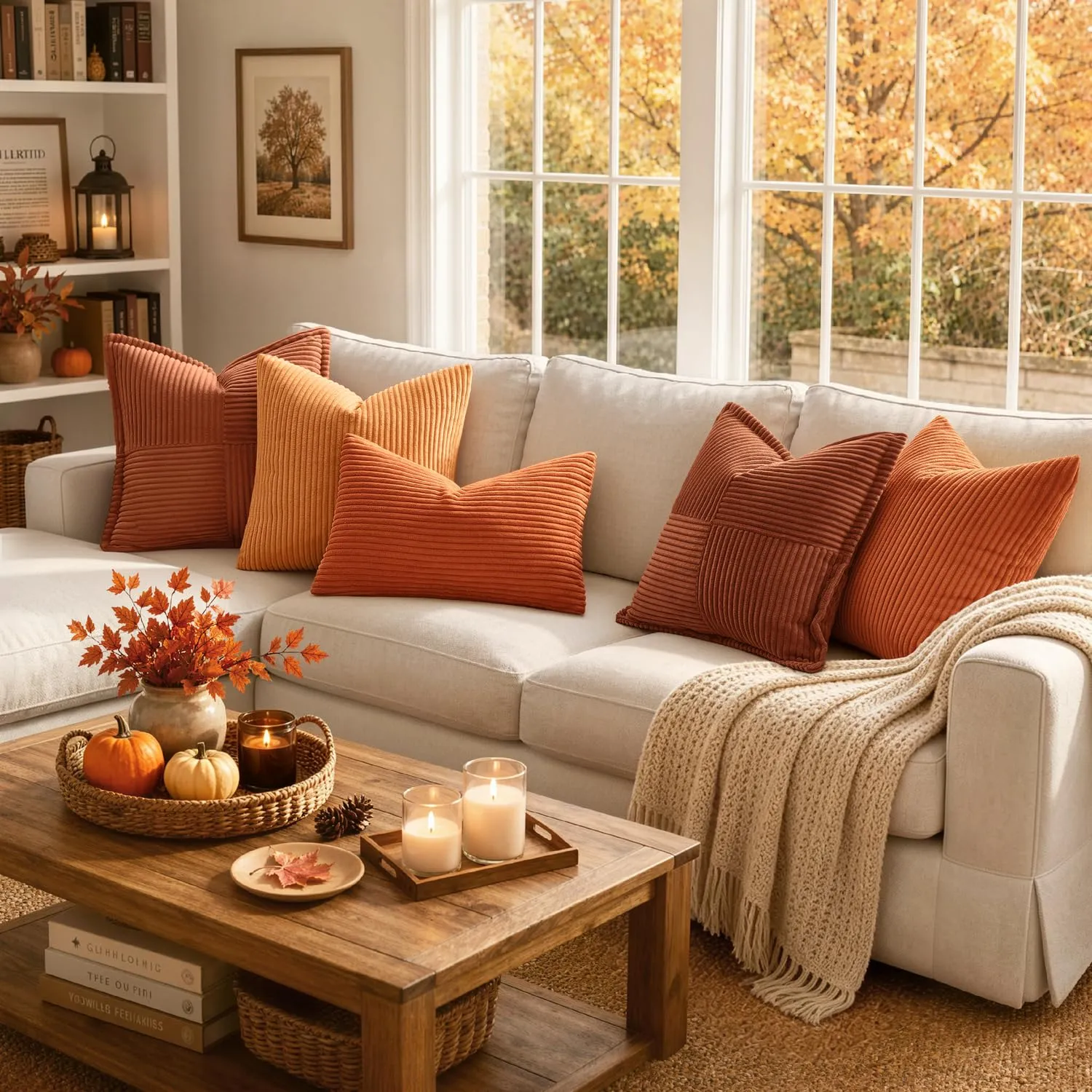 MIULEE Set di 2 Federe Decorative in Velluto a Coste, 50 x 50 cm - immagine 4