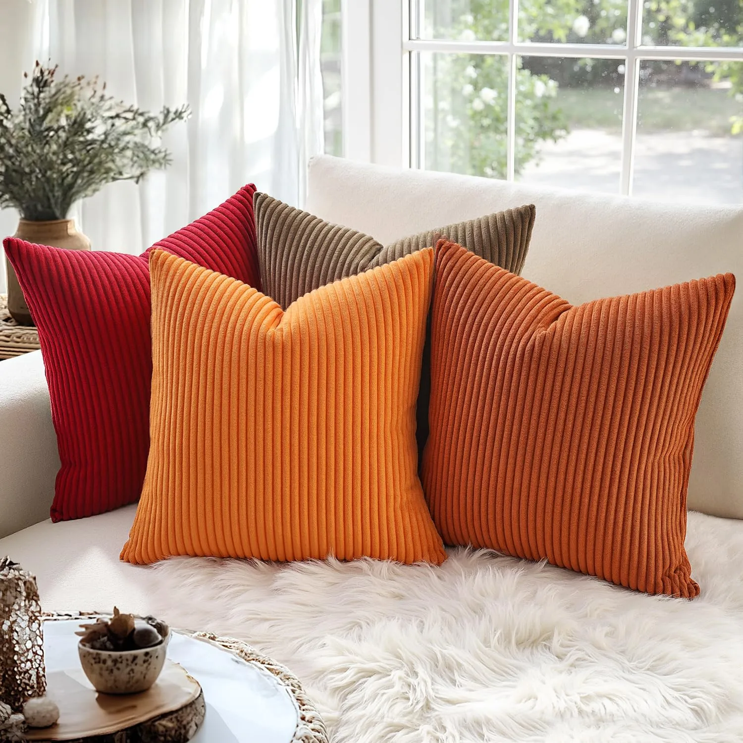 MIULEE Set di 2 Federe Decorative in Velluto a Coste, 50 x 50 cm - immagine 6