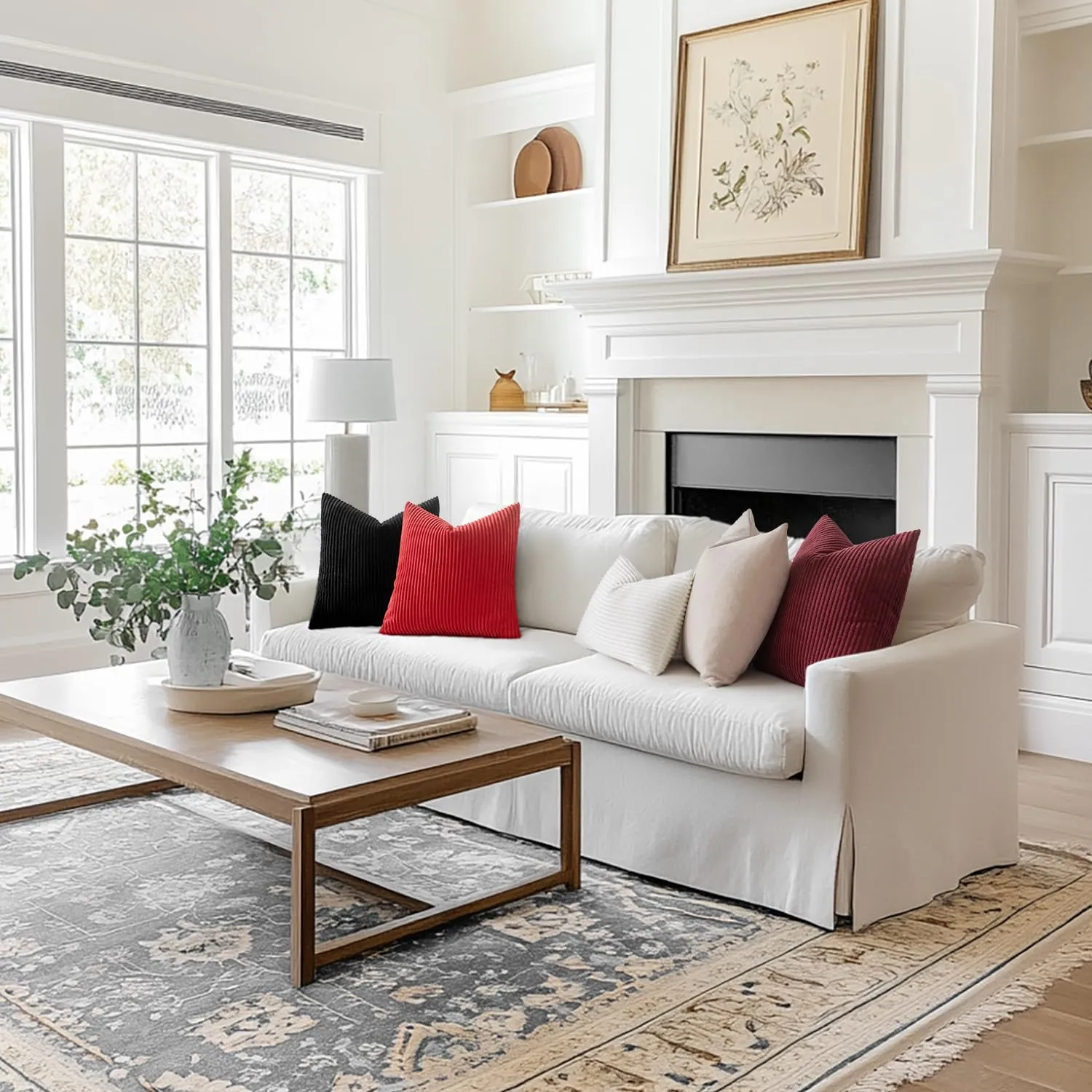 MIULEE Fodere in Velluto a Coste, 45 x 45 cm, Nero, Confezione da 2 - immagine 7