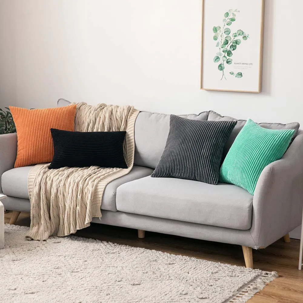 MIULEE Fodere in Velluto a Coste, Confezione da 2, 50 x 50 cm, Grigio Scuro - immagine 8