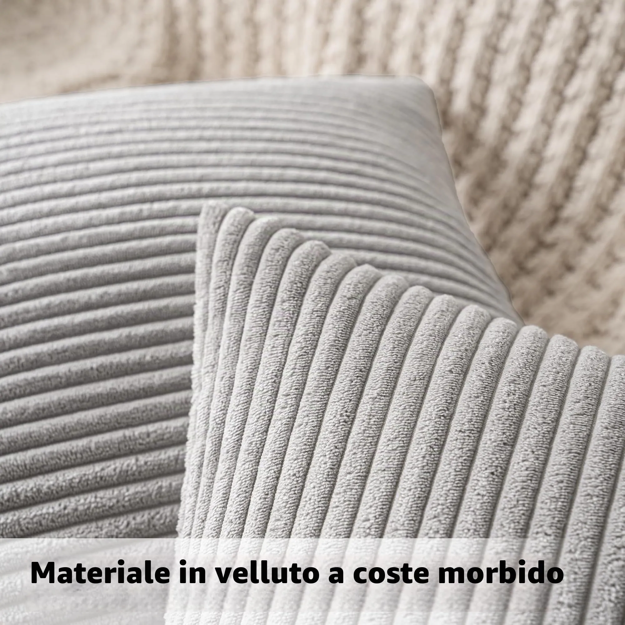 MIULEE Fodere in Velluto a Coste, 40 x 40 cm, Grigio Chiaro, Confezione da 2 - immagine 2