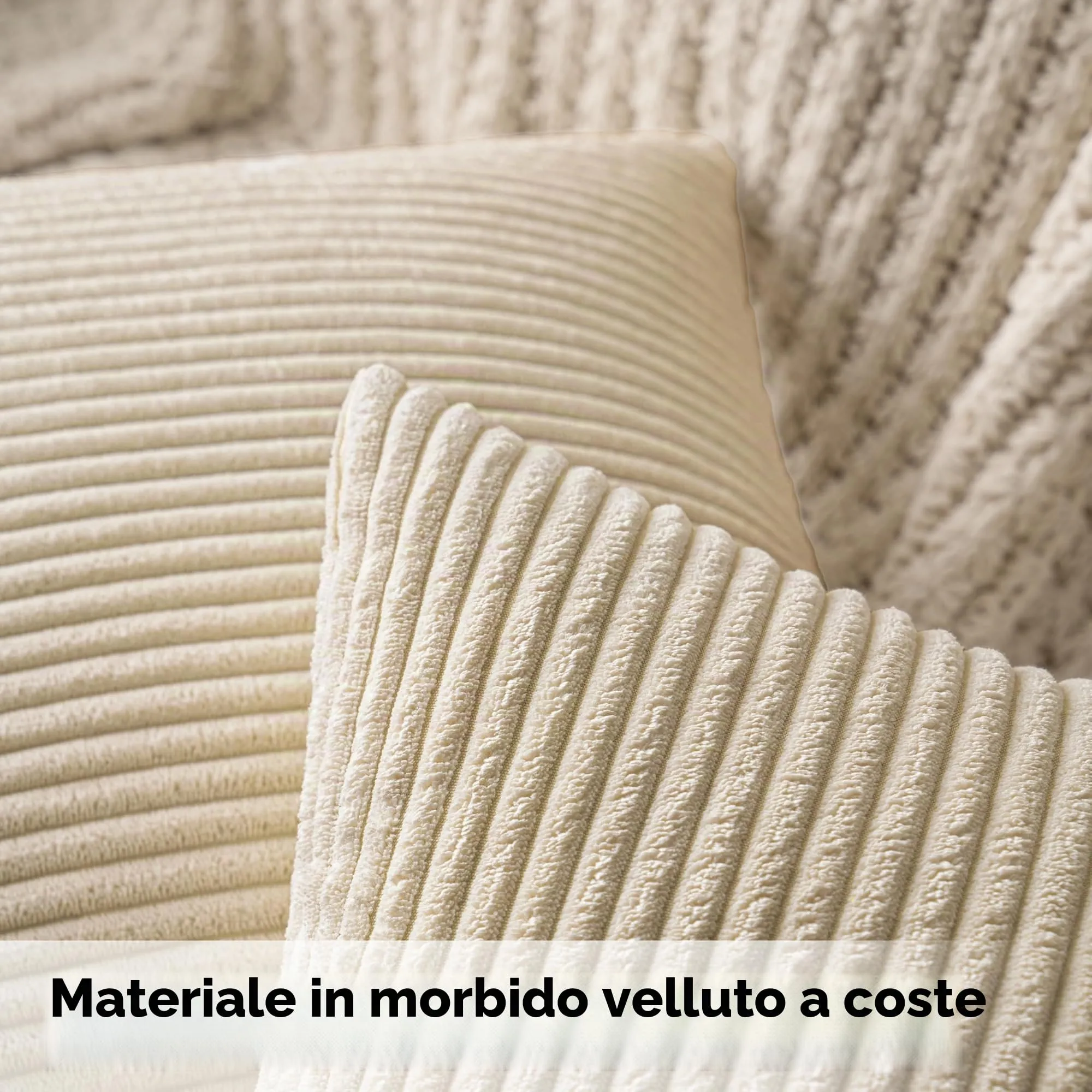 MIULEE Copricuscini in Velluto a Coste, 50x50cm, Beige, Set da 2 Pezzi - immagine 2