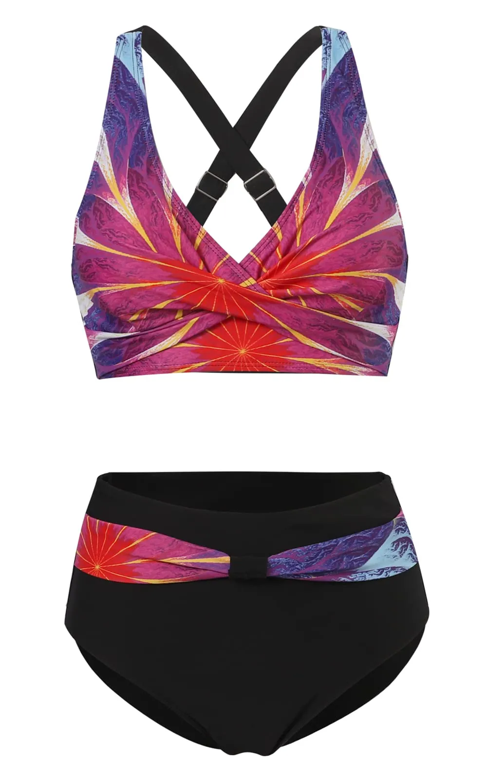 Adigaber Costume da Bagno Bikini Due Pezzi Donna Vita Alta Stampato Floreale - immagine 4