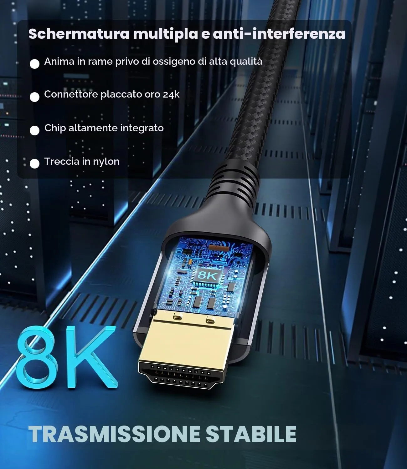 Adauxter Cavo HDMI 2.1 10K 8K 4K 7.5m - immagine 4