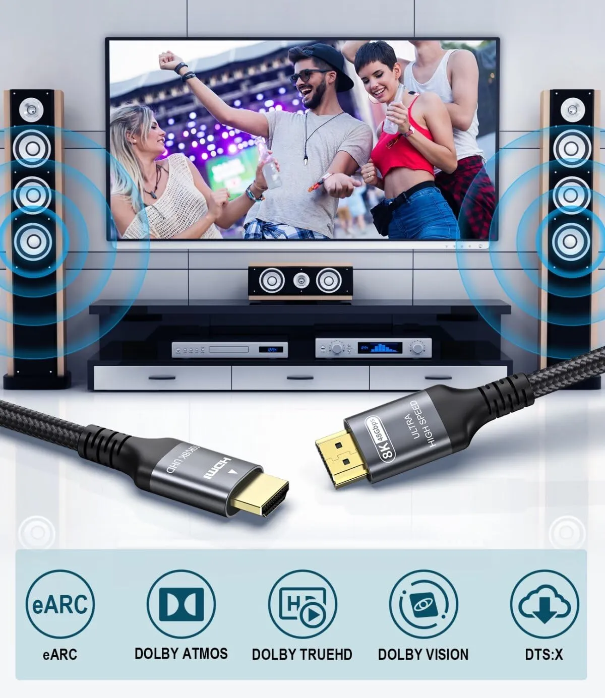 Adauxter Cavo HDMI 2.1 10K 8K 4K 7.5m - immagine 5