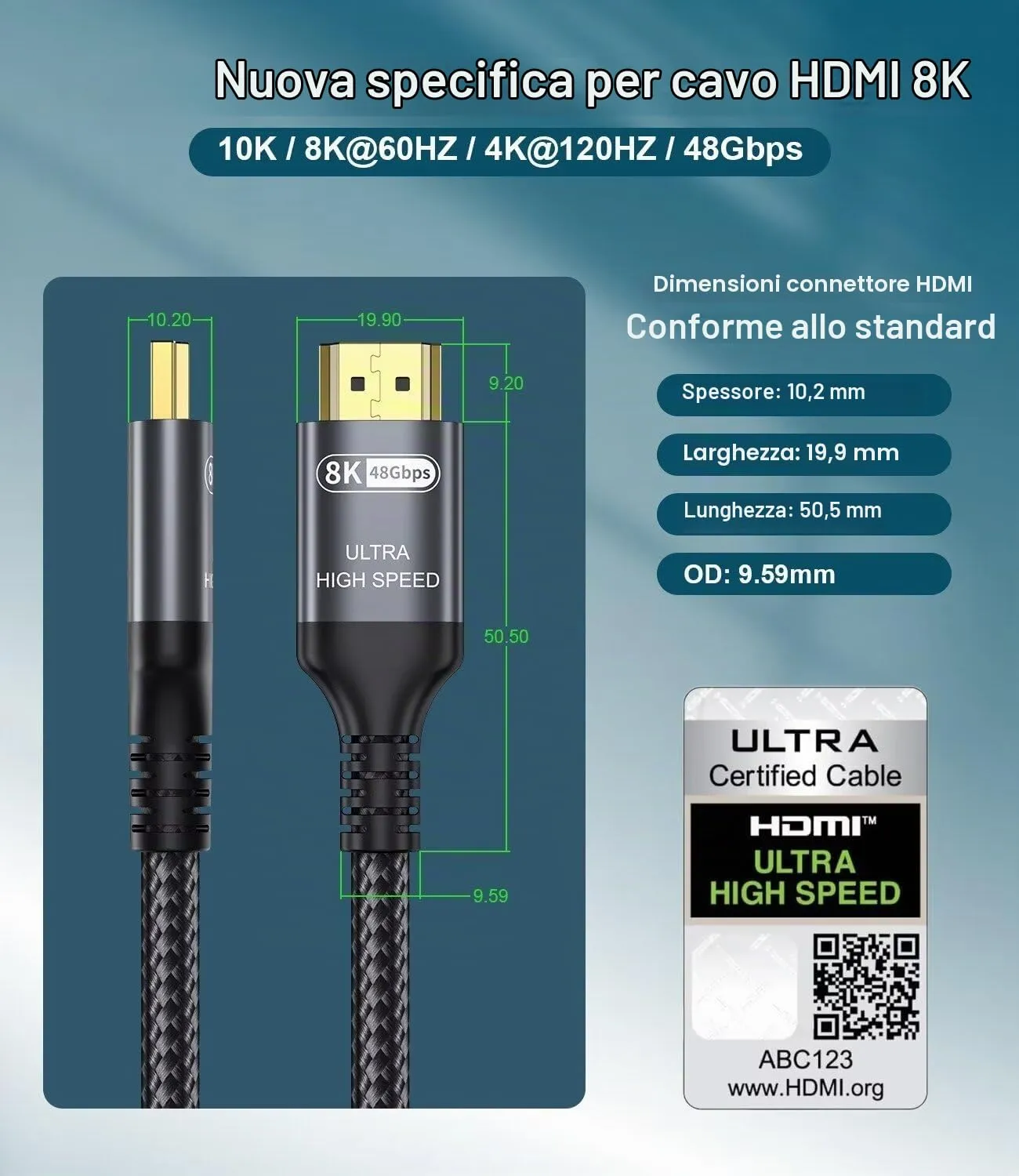 Adauxter Cavo HDMI 2.1 6m 10K 8K 4K Ultra Alta Velocità - immagine 3