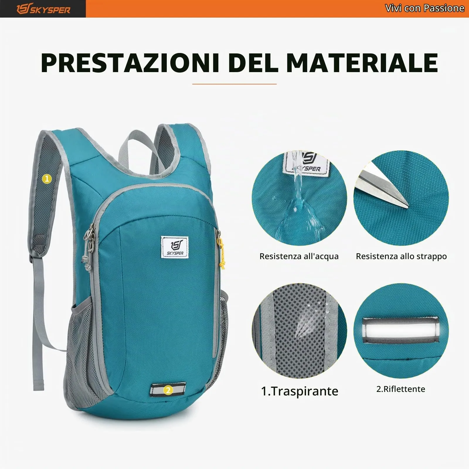 SKYSPER Zaino Leggero Pieghevole 10L - immagine 4