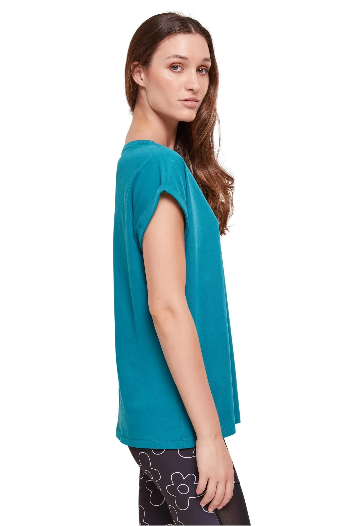 Urban Classics Ladies Extended Shoulder Tee - Watergreen - Regular Fit - immagine 5