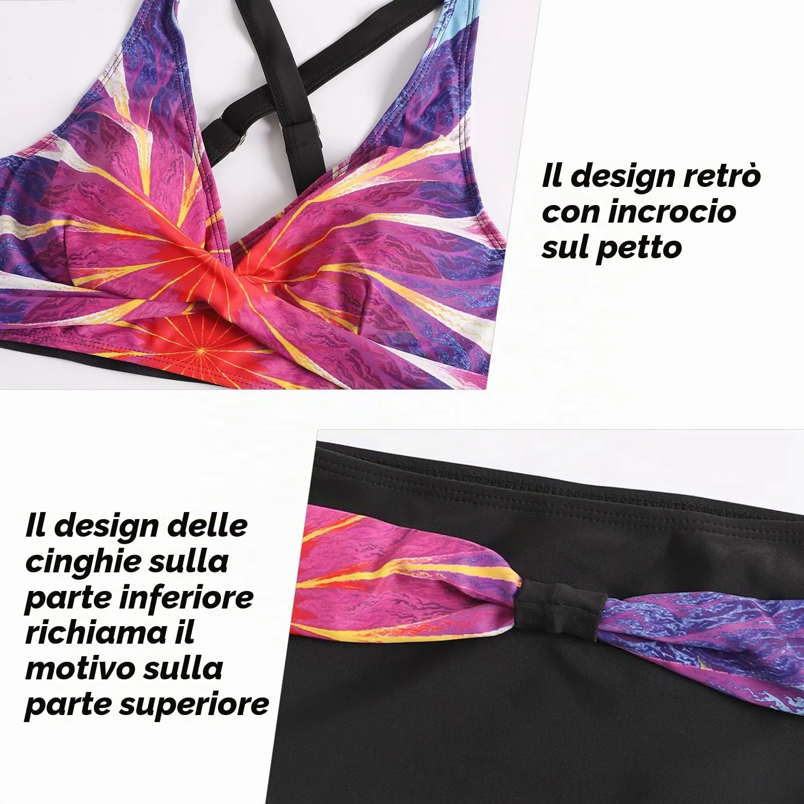 Adigaber Costume da Bagno Due Pezzi Donna Vita Alta Stampato Bikini Set - immagine 5