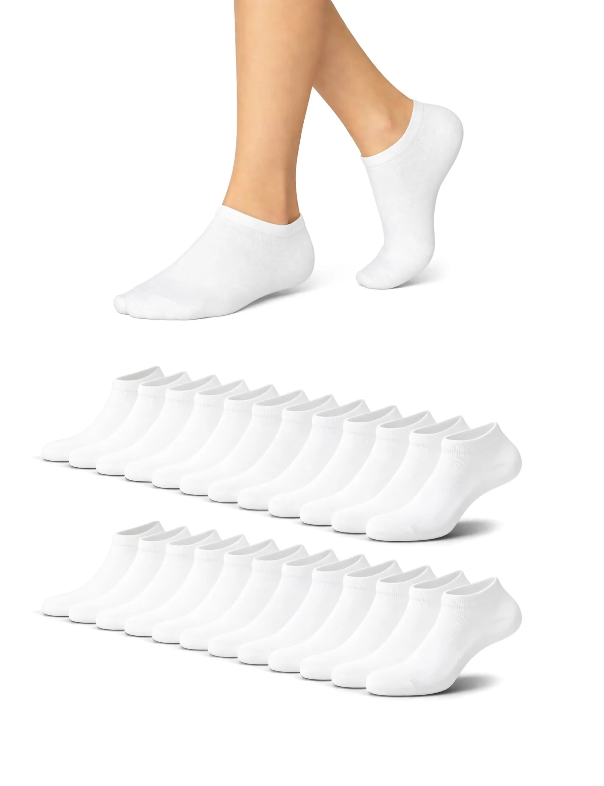 Basic Treasure Calzini Corti Uomo Donna in Cotone, Bianchi, 12 Paia, 39-42 - immagine 10