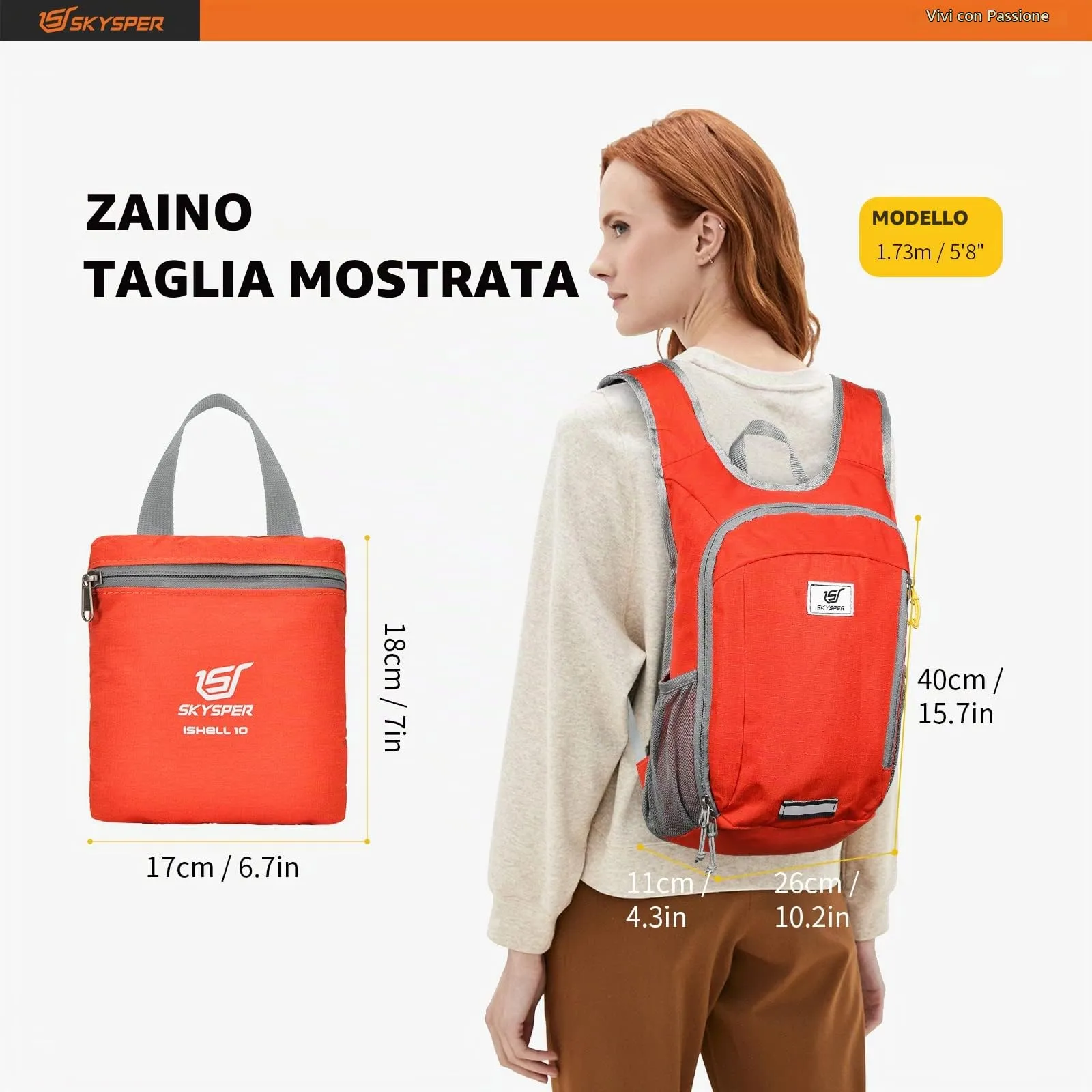 SKYSPER Zaino Leggero Pieghevole 10L - immagine 6