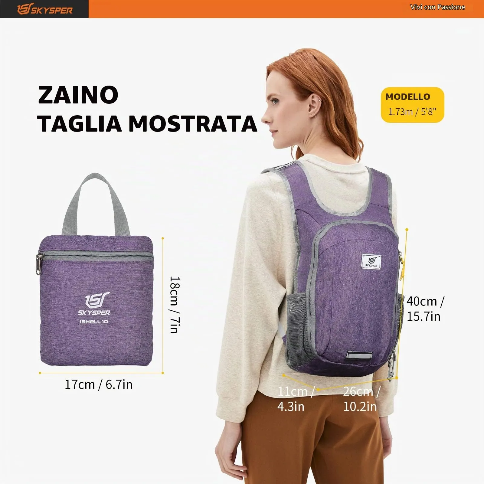 SKYSPER Zaino Leggero Pieghevole 10L - immagine 6