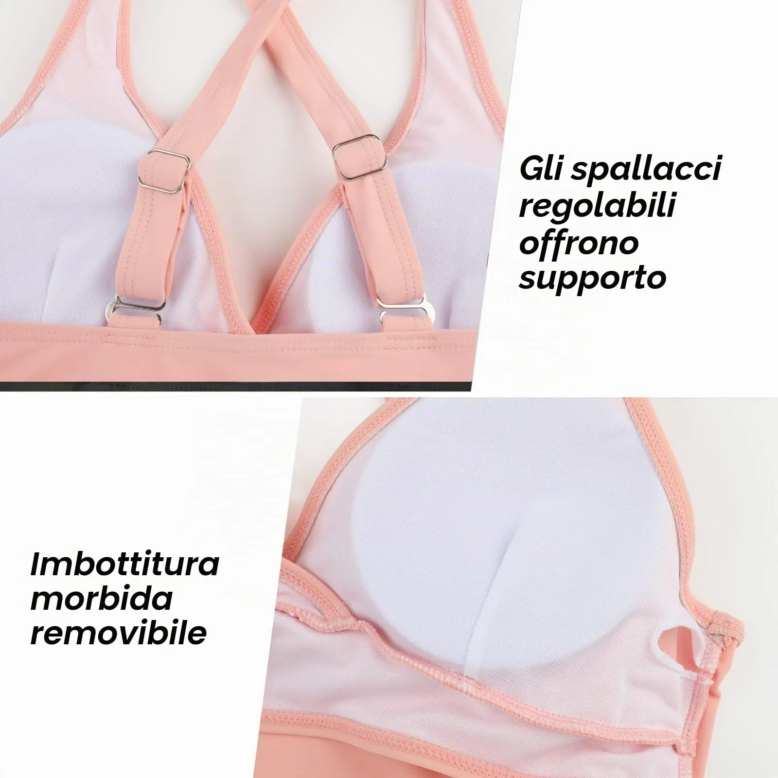 Adigaber Costume da Bagno Bikini Due Pezzi Donna Vita Alta Stampato Floreale Rosa - immagine 6