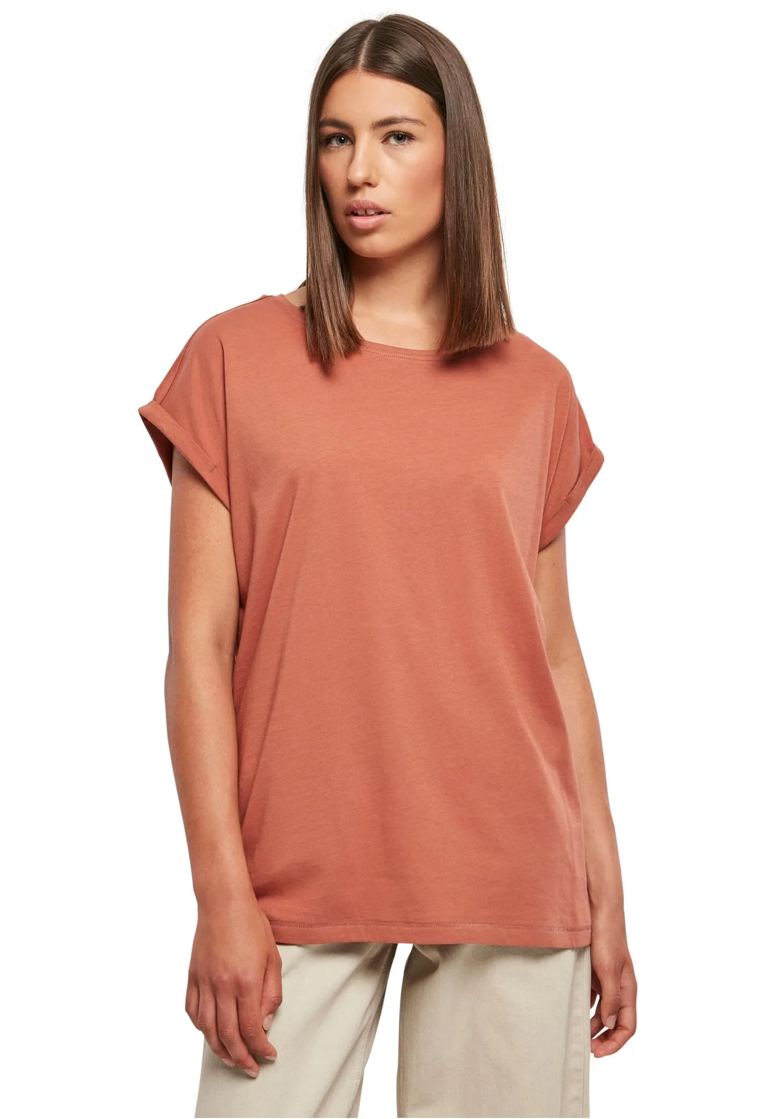 Urban Classics Ladies Extended Shoulder Tee, Terracotta, S - immagine 2