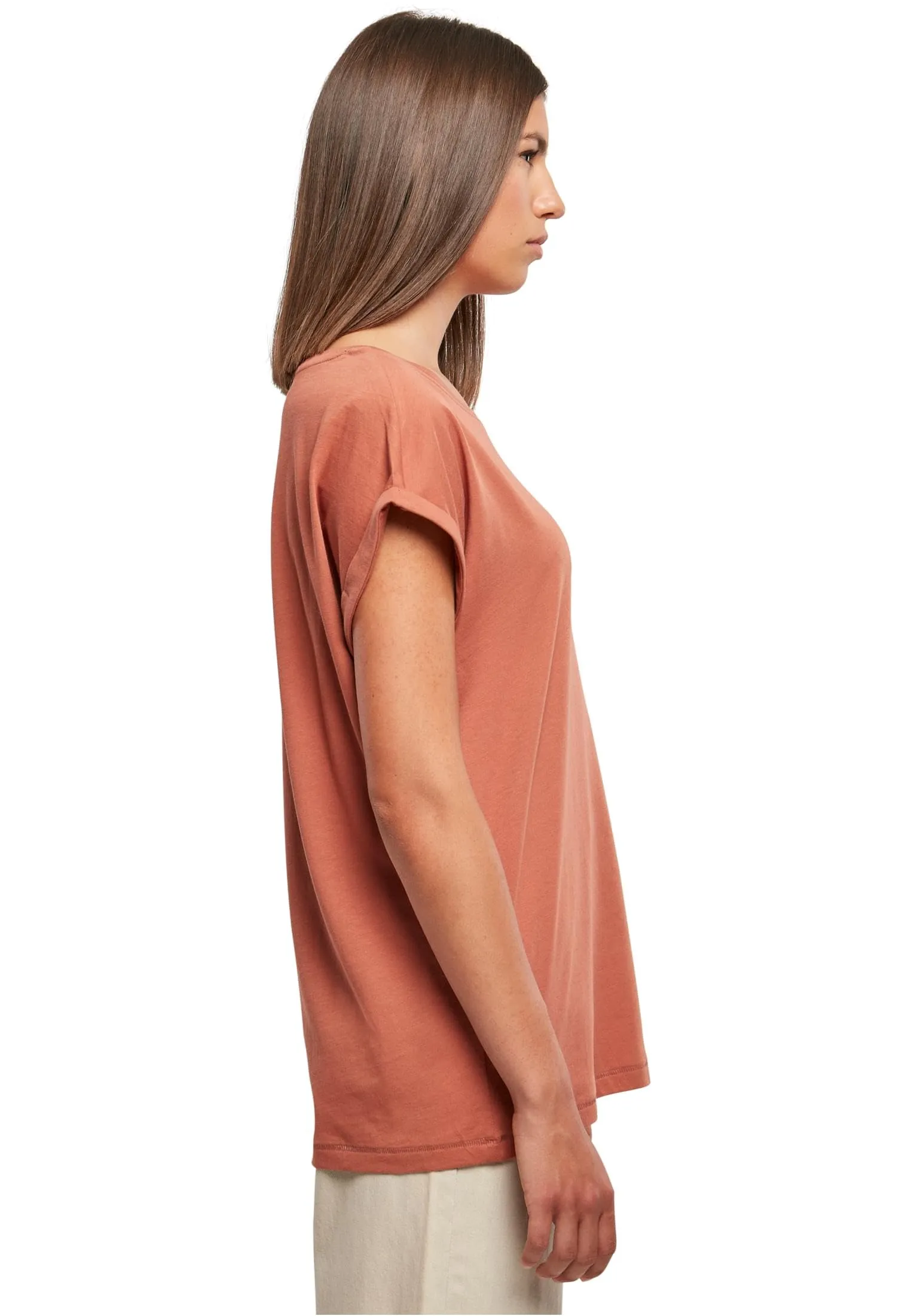 Urban Classics Ladies Extended Shoulder Tee, Terracotta, S - immagine 5