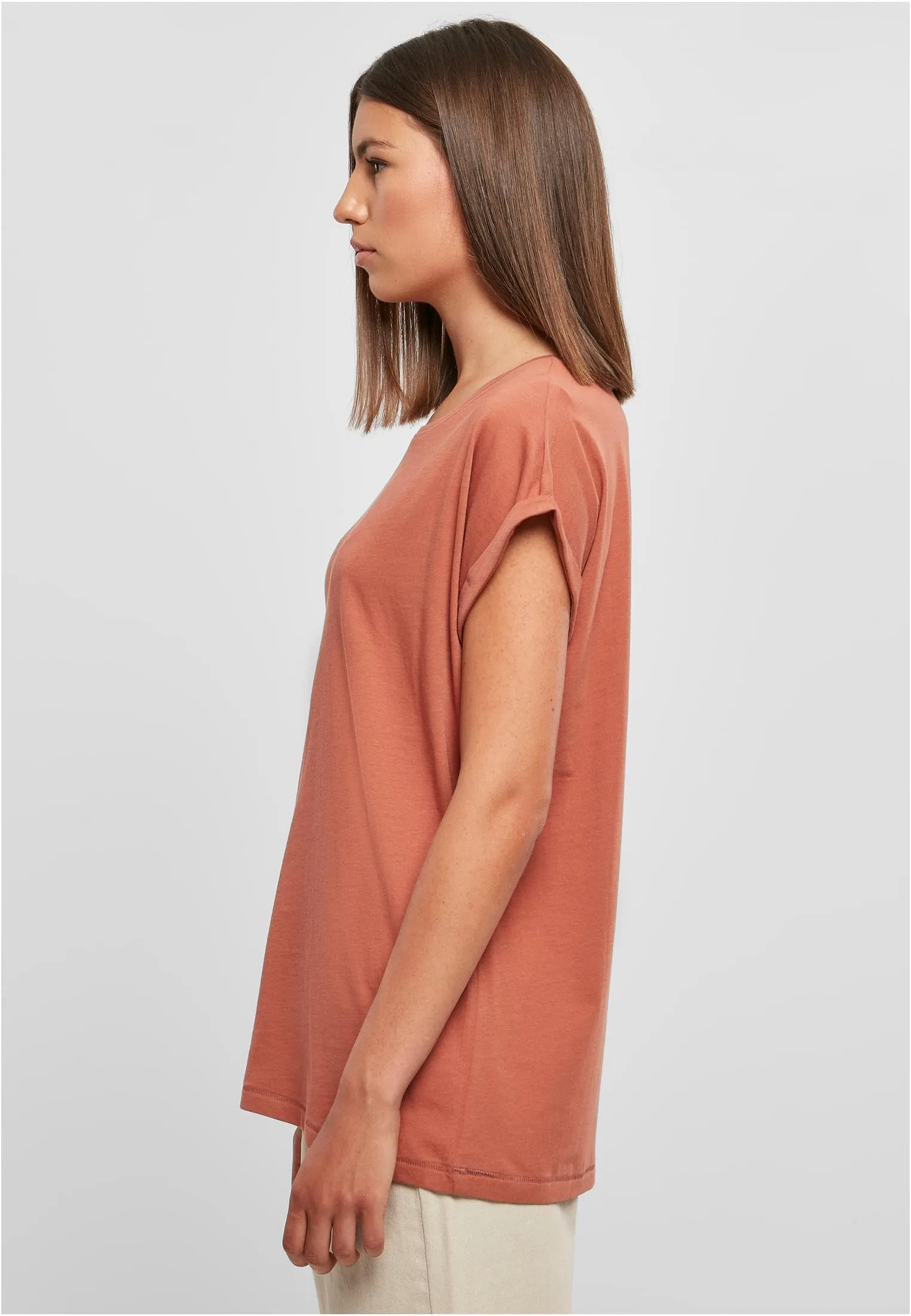 Urban Classics Ladies Extended Shoulder Tee, Terracotta, S - immagine 9