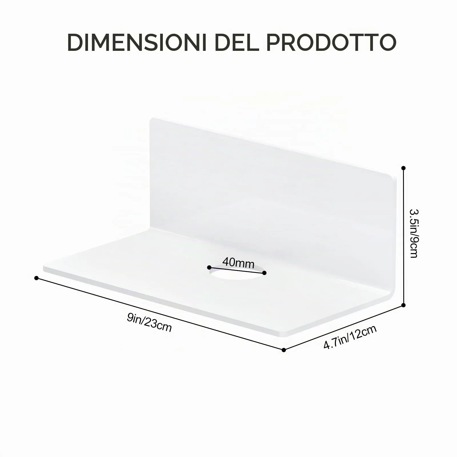 Toski Set di 2 Mensole Autoadesive da Parete in Acrilico, 23 cm, Bianco - immagine 5
