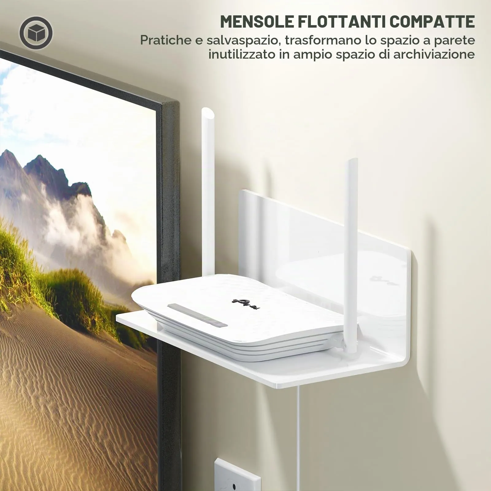 Toski Set di 2 Mensole Autoadesive da Parete in Acrilico, 23 cm, Bianco - immagine 6