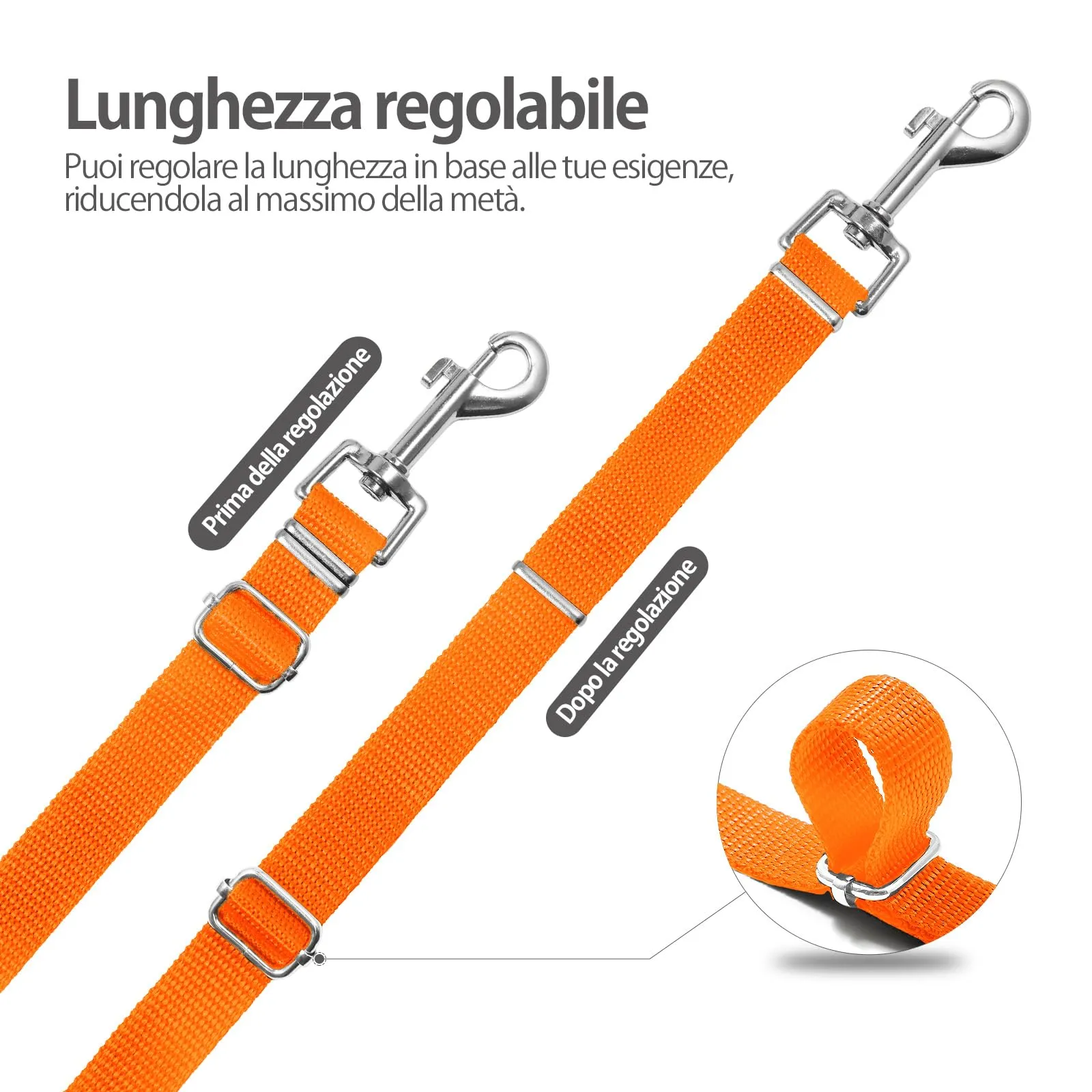 SuplutuX Guinzaglio Addestramento Regolabile per Cani, 10m, Arancione - immagine 3