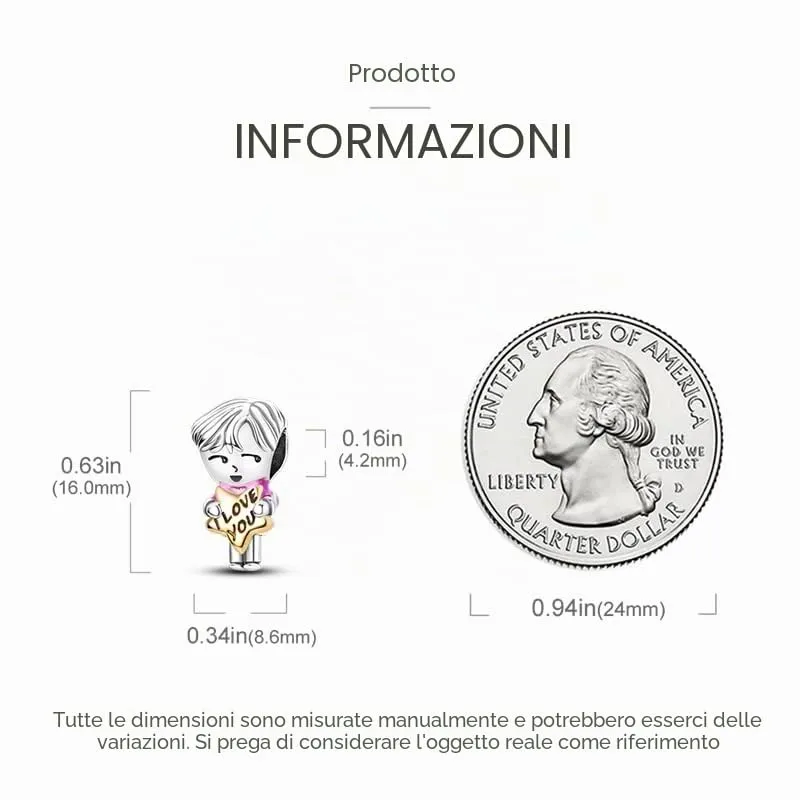 TINSLO Bead Charm in Argento Sterling 925 con Cubic Zirconia, Compatibile con Braccialetti e Collane Pandora e Europei - immagine 5