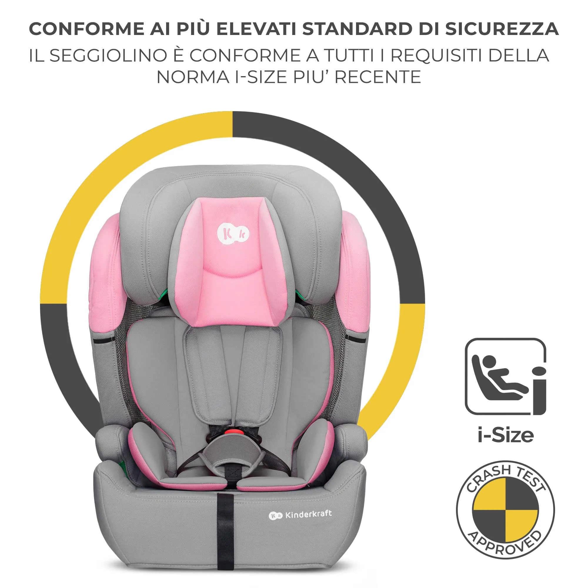 Kinderkraft Comfort Up i-Size Seggiolino Auto 76-150 cm (9-36 kg) Gruppo 1/2/3, Rosa - immagine 3