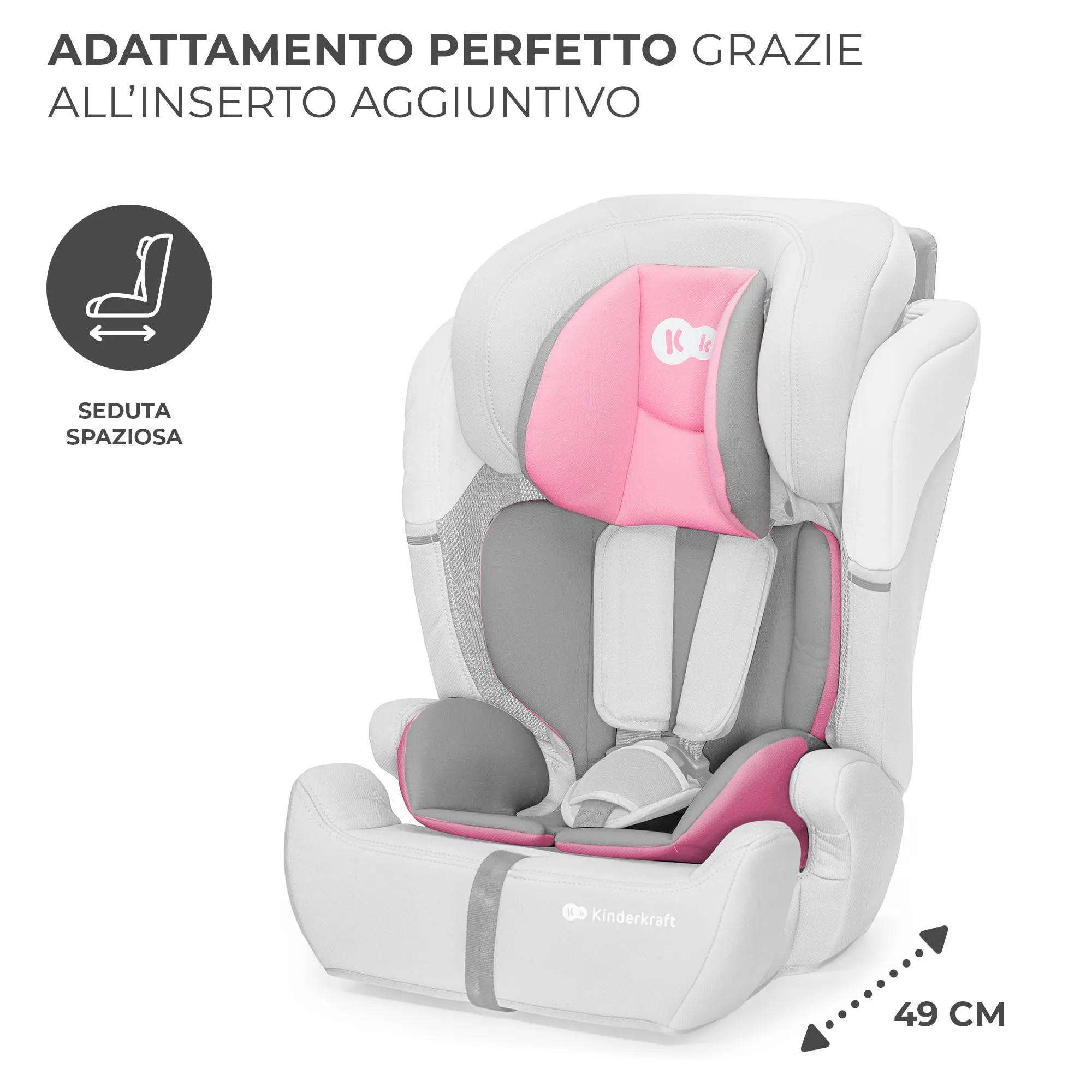 Kinderkraft Comfort Up i-Size Seggiolino Auto 76-150 cm (9-36 kg) Gruppo 1/2/3, Rosa - immagine 7