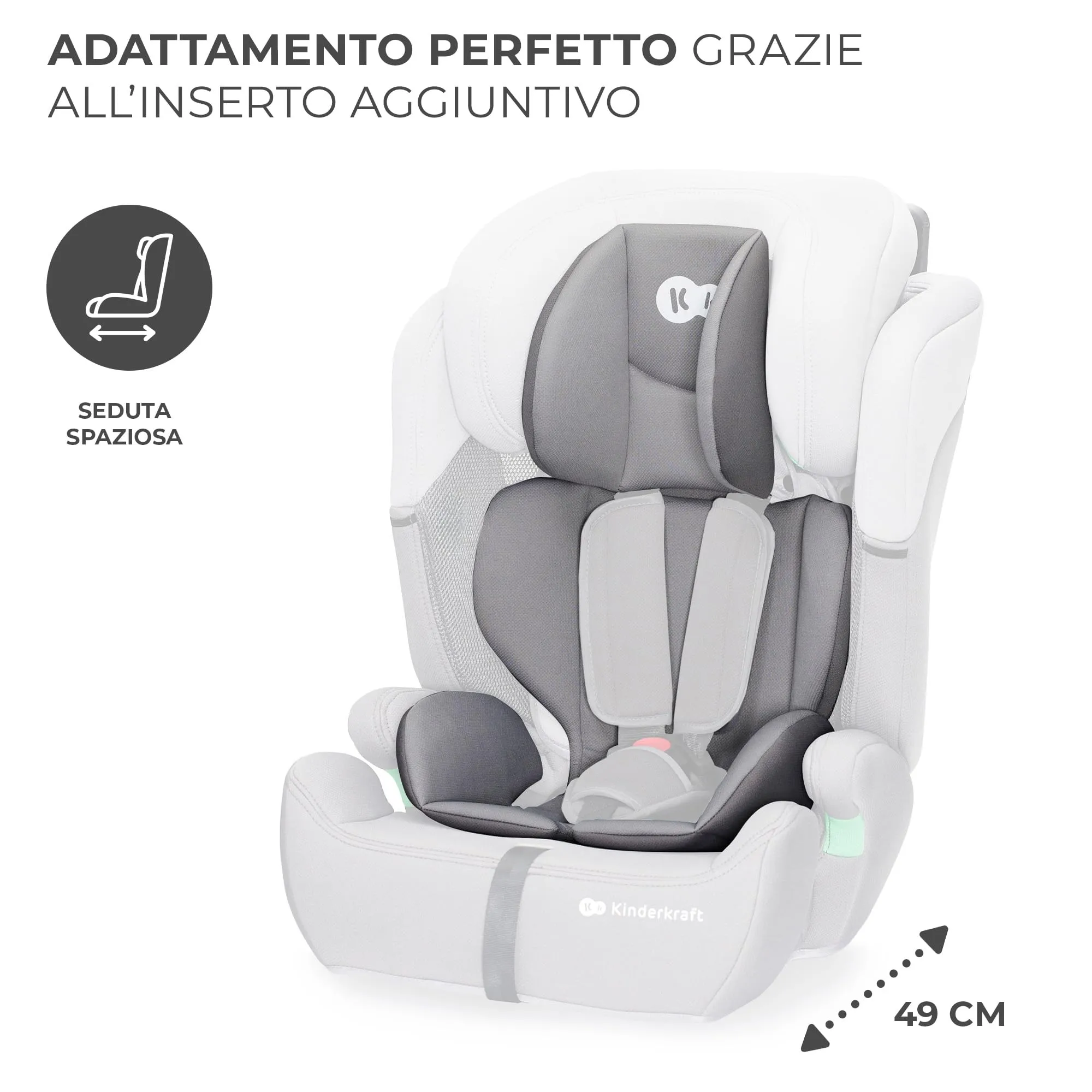 Kinderkraft Comfort Up i-Size Seggiolino Auto 76-150 cm (9-36 kg), Gruppo 1/2/3, Grigio - immagine 7