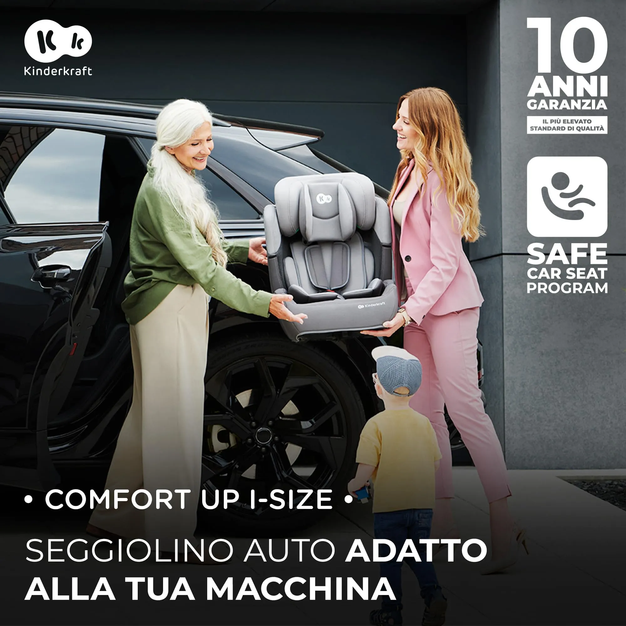 Kinderkraft Comfort Up I-Size Seggiolino Auto 76-150 cm, Gruppo 1/2/3, Nero - immagine 2