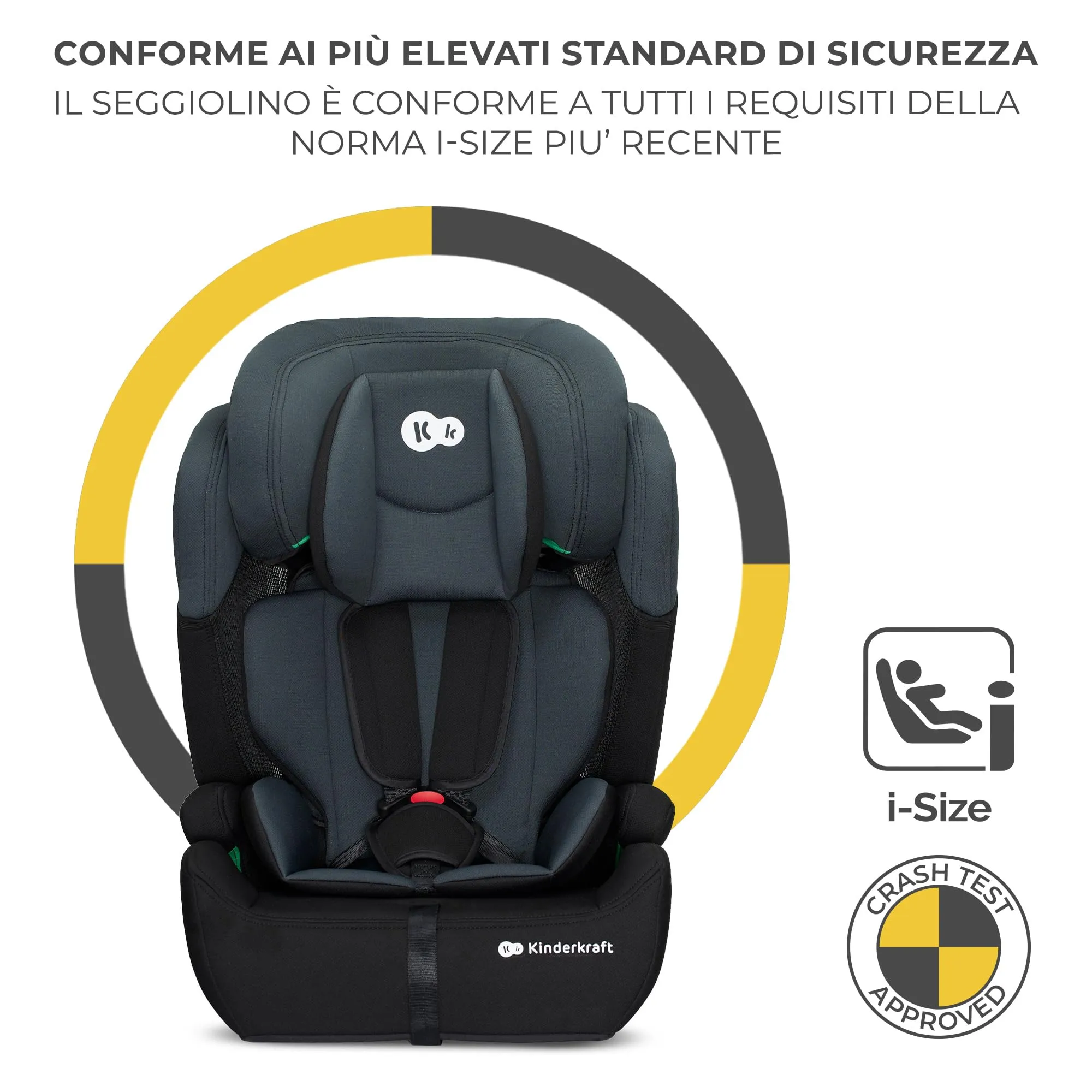 Kinderkraft Comfort Up I-Size Seggiolino Auto 76-150 cm, Gruppo 1/2/3, Nero - immagine 3