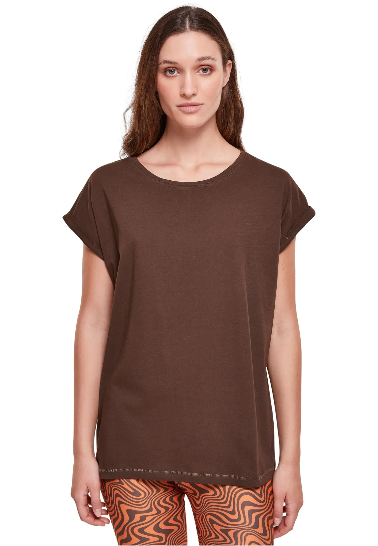 Urban Classics Ladies Extended Shoulder Tee, Brown, 3XL - immagine 1
