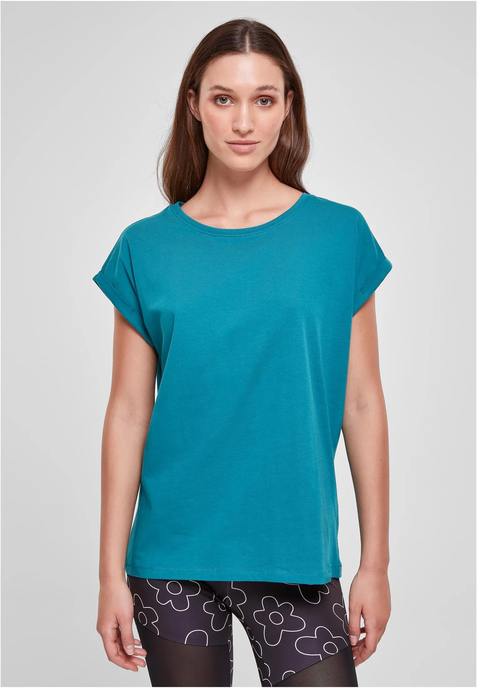 Urban Classics Ladies Extended Shoulder Tee - Watergreen - 100% Cotton - Regular Fit - immagine 6
