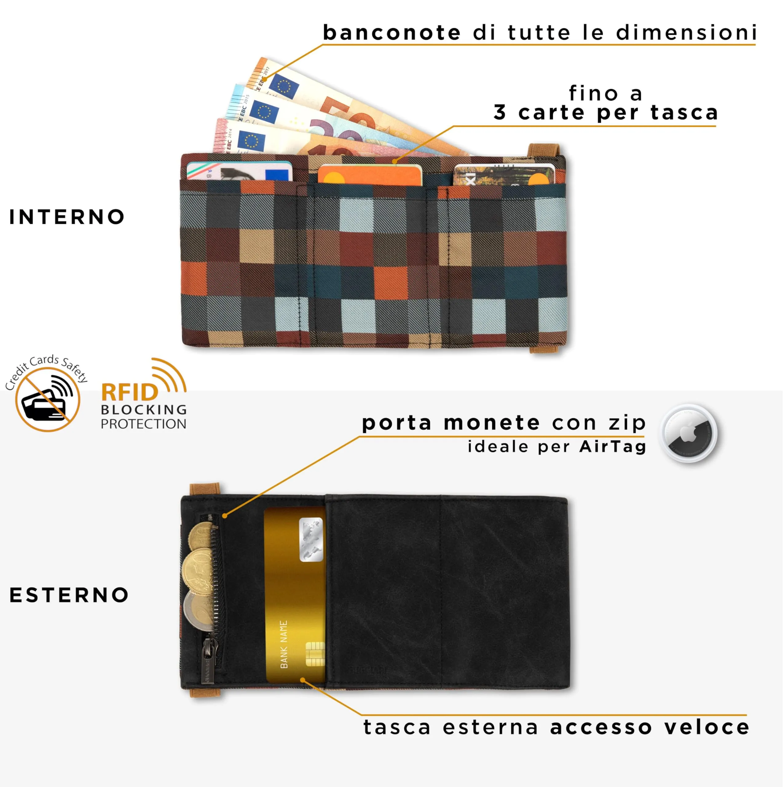 GUGGIARI Portafoglio Uomo in Pelle con Tasca Portamonete e Protezione RFID - immagine 2