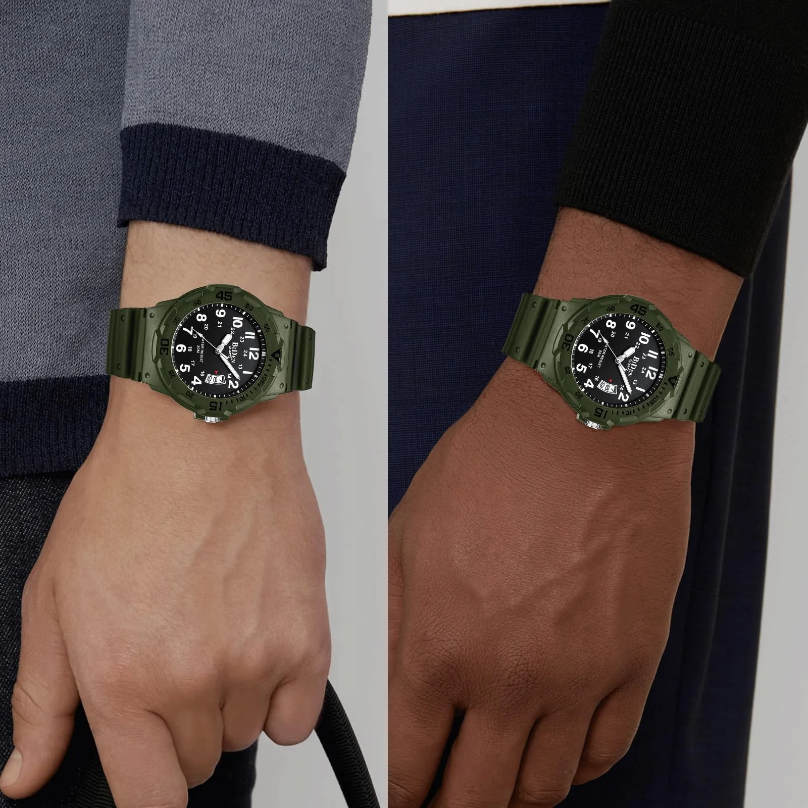 HANPOSH Orologio Uomo Analogico Quarzo Impermeabile con Data Luminosa R009 - immagine 6