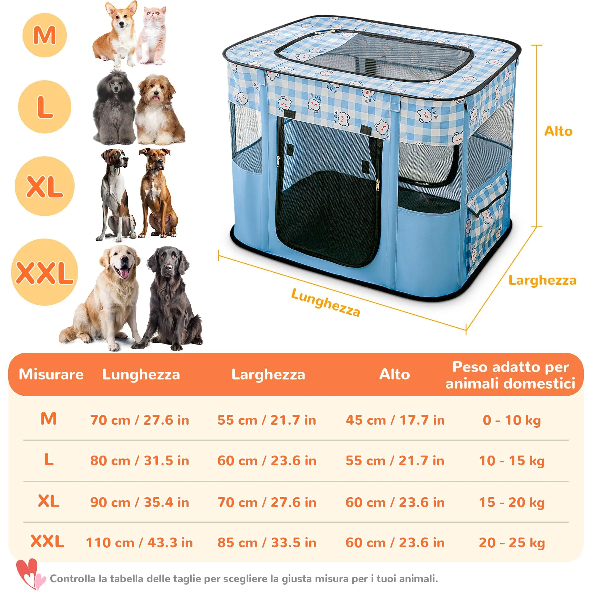 ALLSOPETS Recinto per Cani da Interno Pieghevole, Orsi Blu, XXL - immagine 6