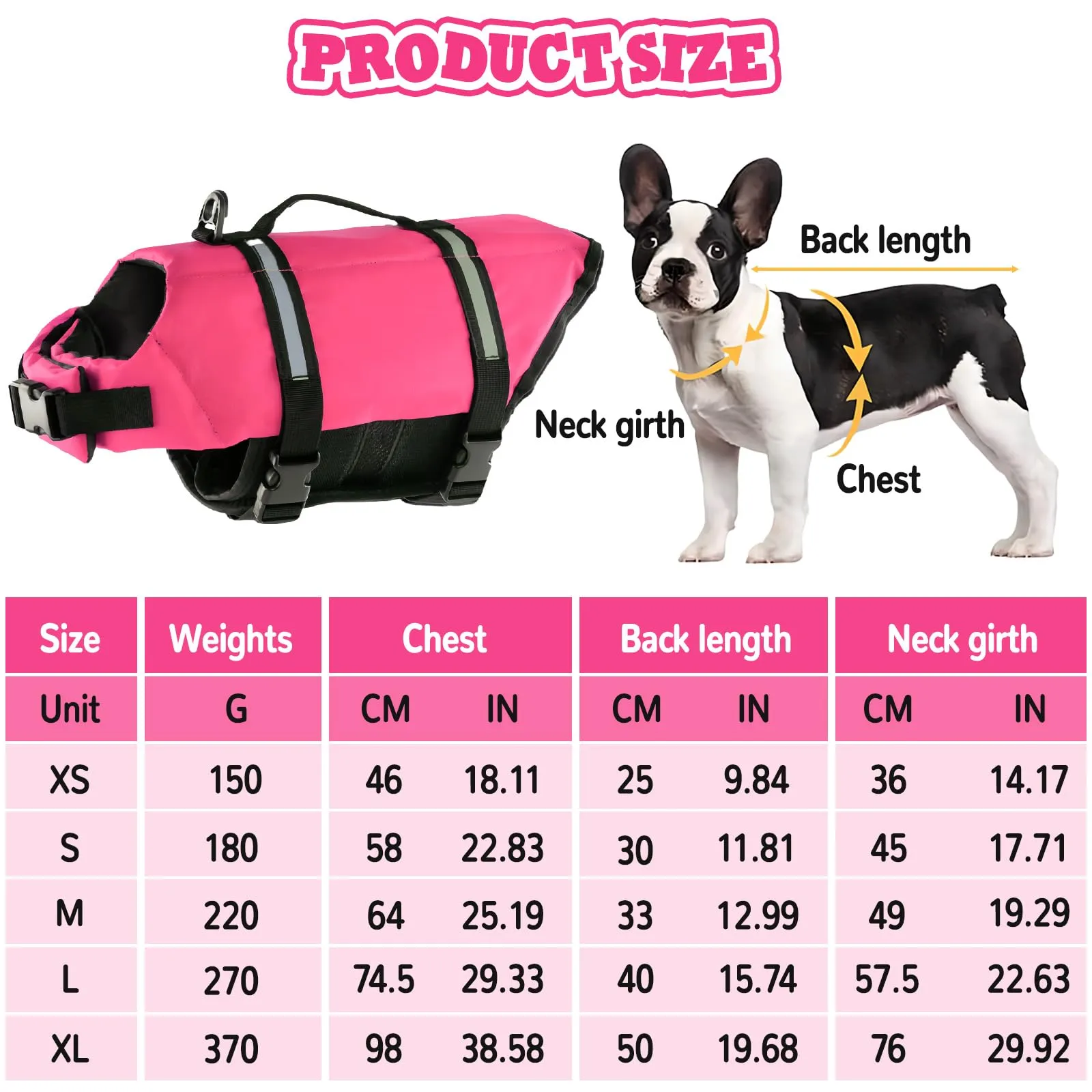 FainFun Giubbotto di Salvataggio per Cani, Rosa, L - immagine 2