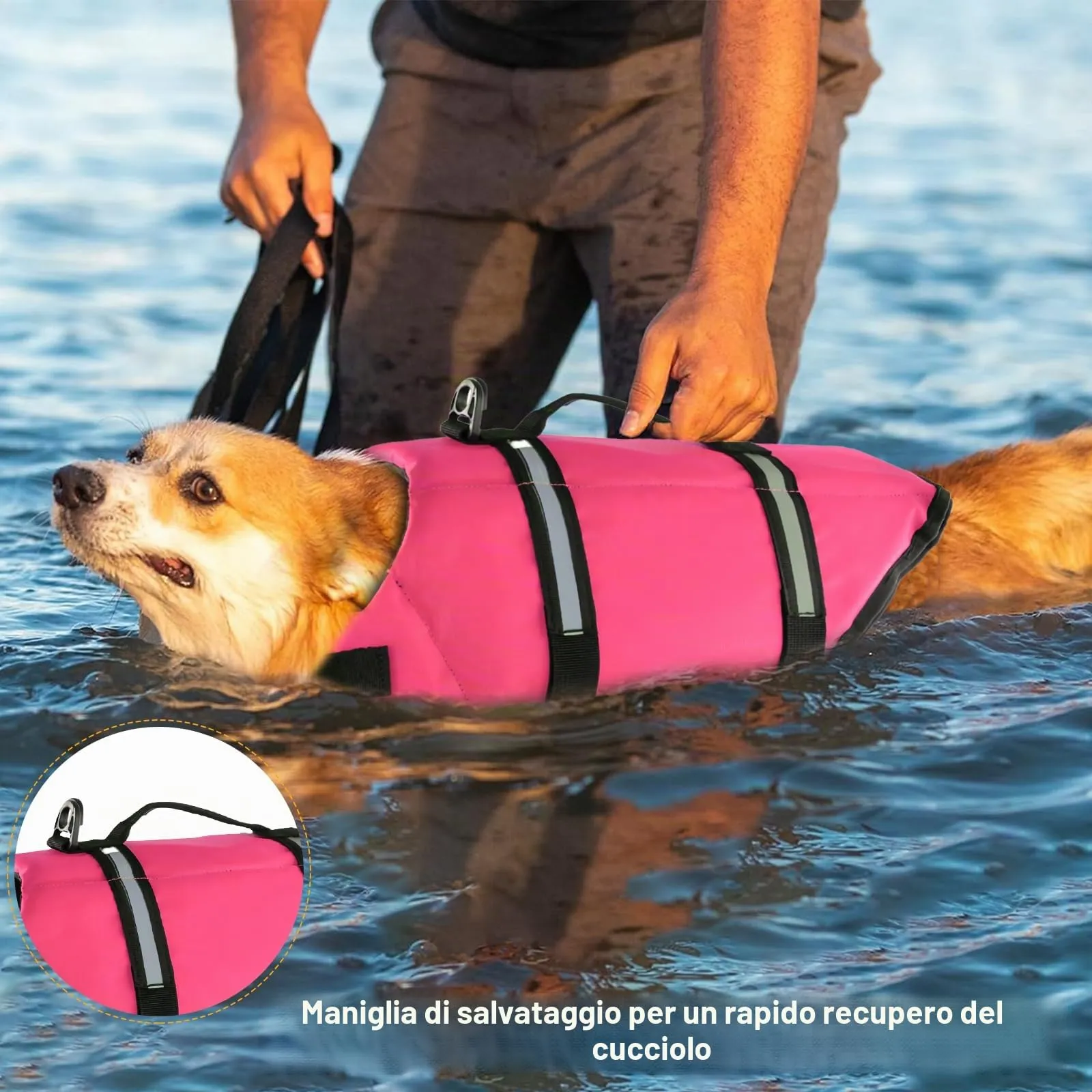 FainFun Giubbotto di Salvataggio per Cani, Rosa, L - immagine 5