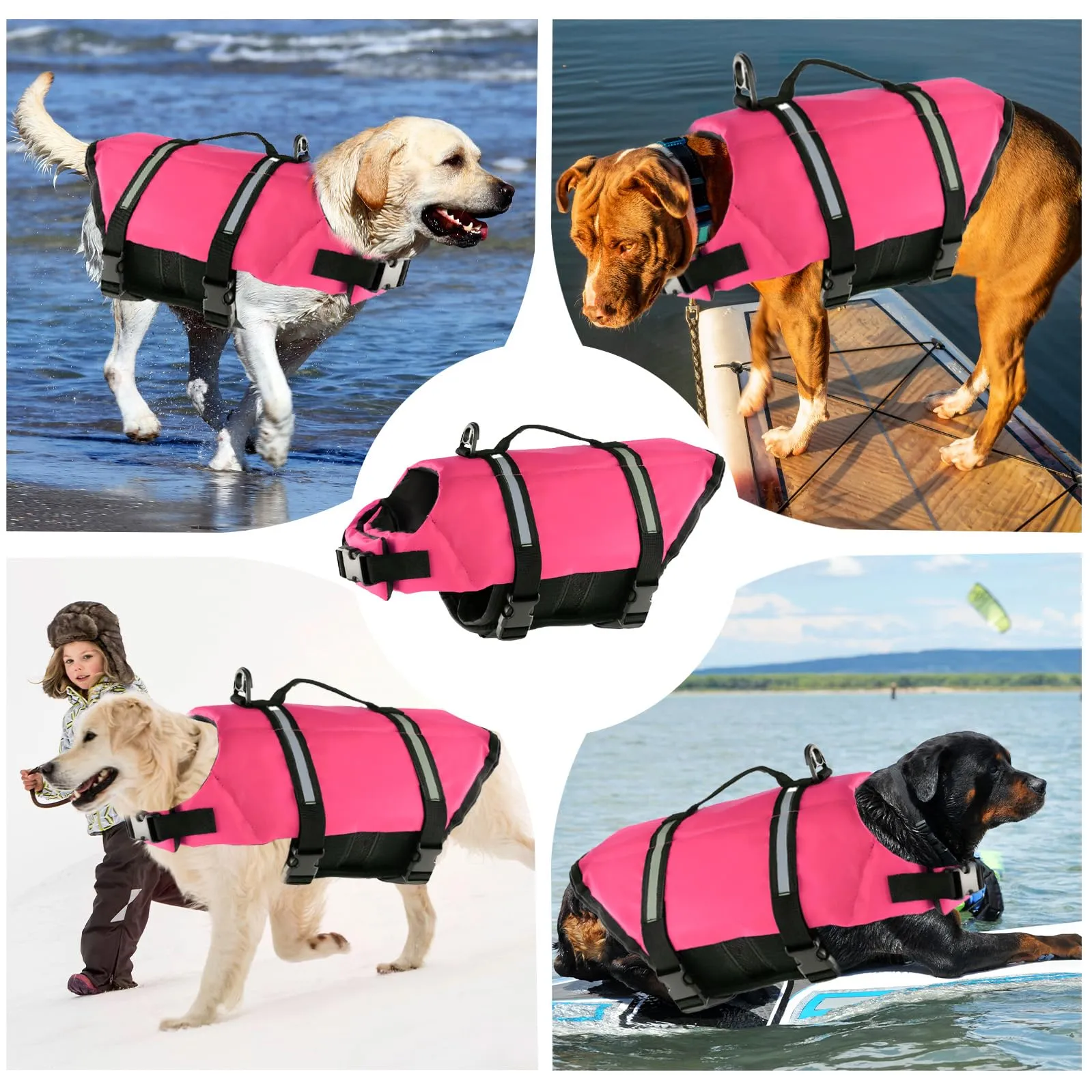 FainFun Giubbotto di Salvataggio per Cani, Rosa, L - immagine 7