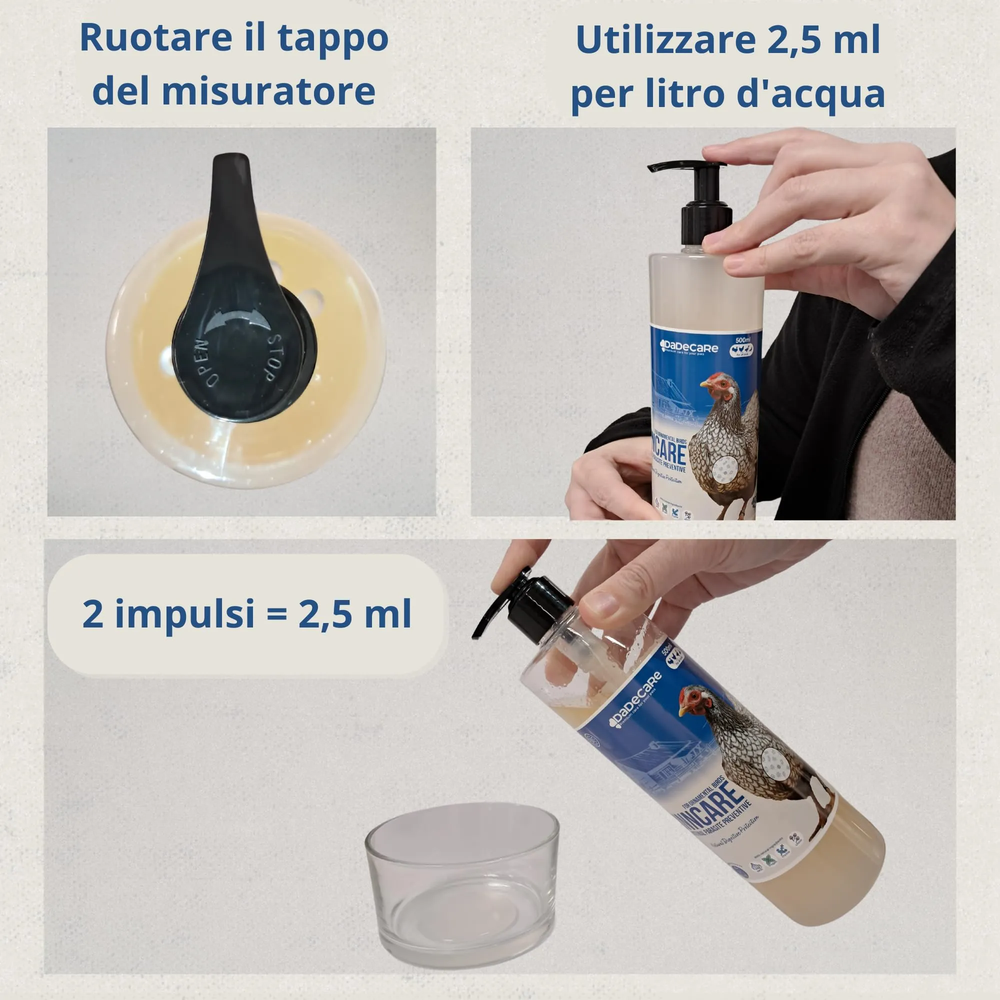 DADECARE Preventivo Parassiti Interni Naturale per Polli, Pollame ed Esotici con Aglio e Oregano, Inncare, 500 ml - immagine 5